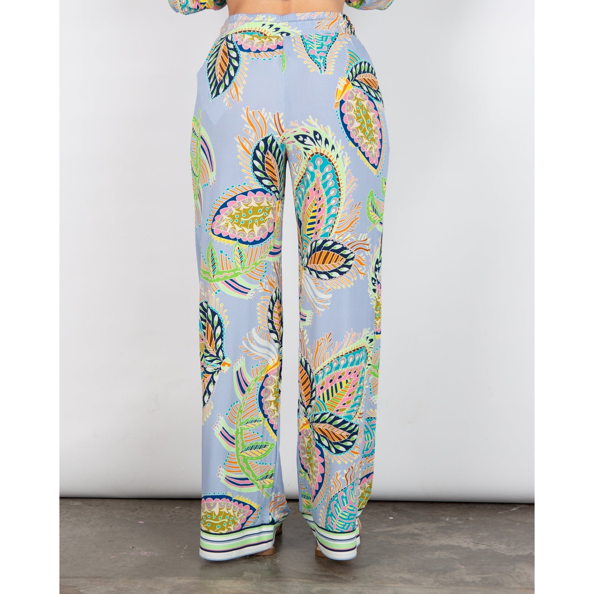 Marc Cain Wedi Wide Leg Paisley Retro Print Trouser Lilac Multi