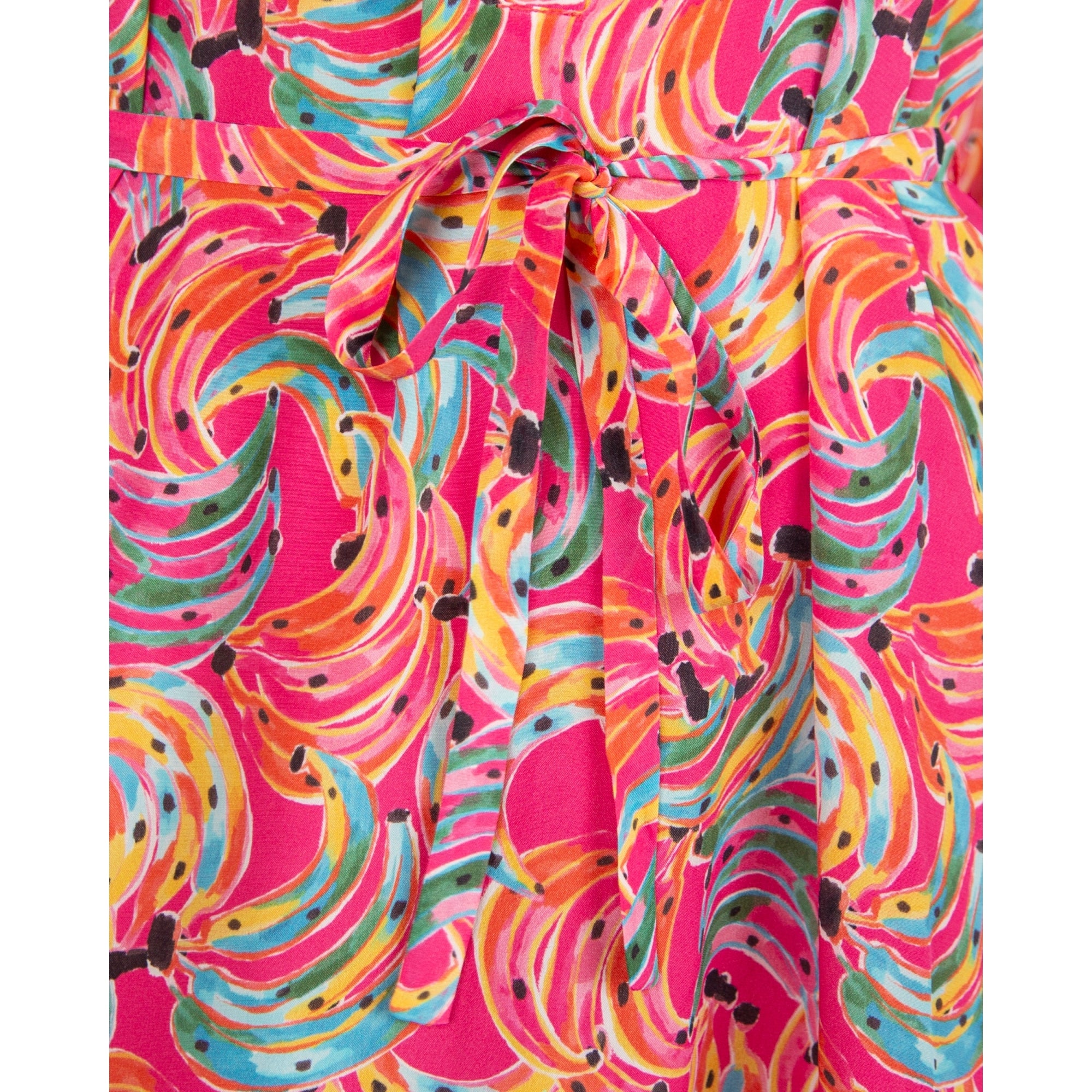 Primrose Park Zulu A Line Banana Print Tunic Dress With Tie Belt Bananas Pink
