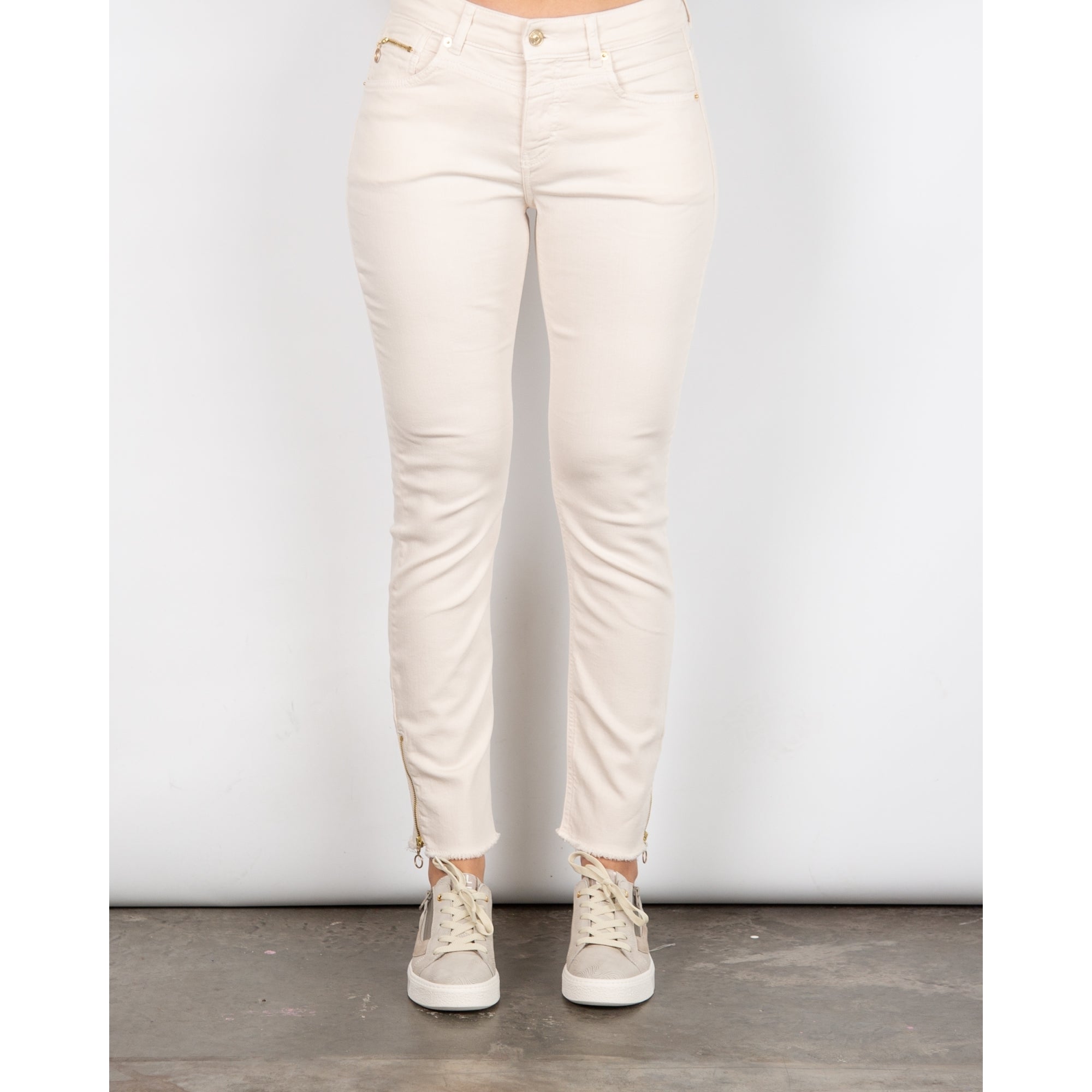 Mac Slim Fit Denim Jean With Raw Hem & Zip Cream 014r 28L