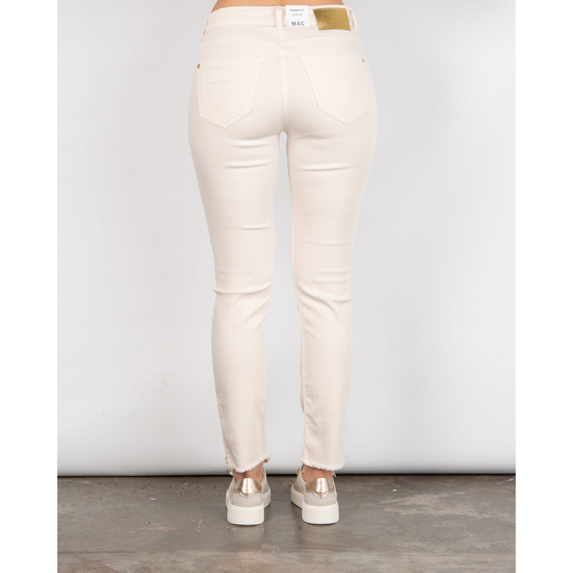Mac Slim Fit Denim Jean With Raw Hem & Zip Cream 014r 28L