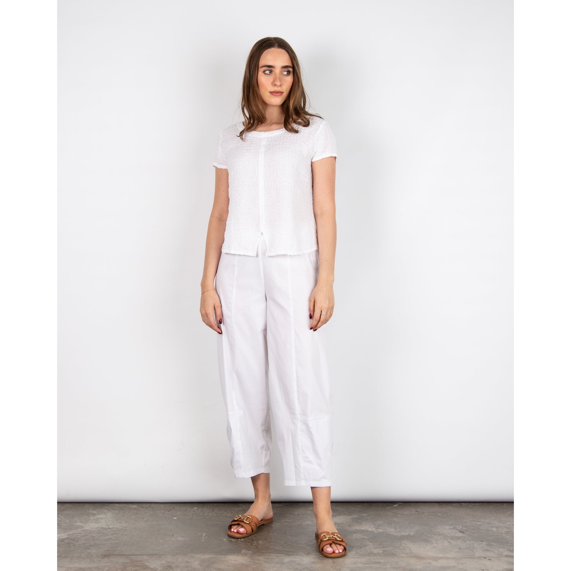 Vetono Cocoon Cotton Trouser With Pleating White 110
