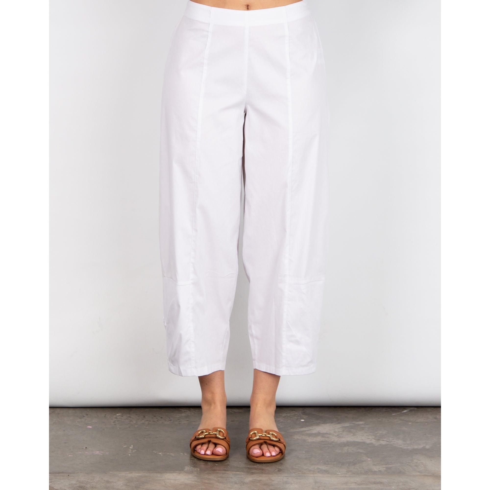 Vetono Cocoon Cotton Trouser With Pleating White 110