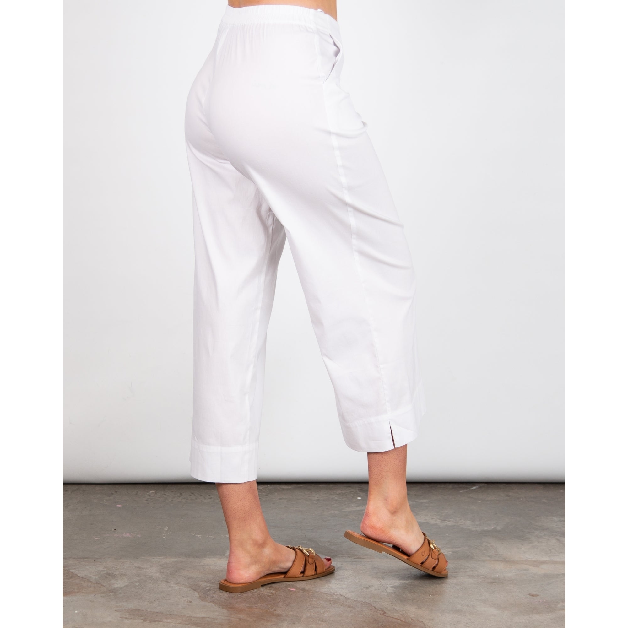 Vetono Cotton Poplin Wide Leg Cropped Trouser White 110