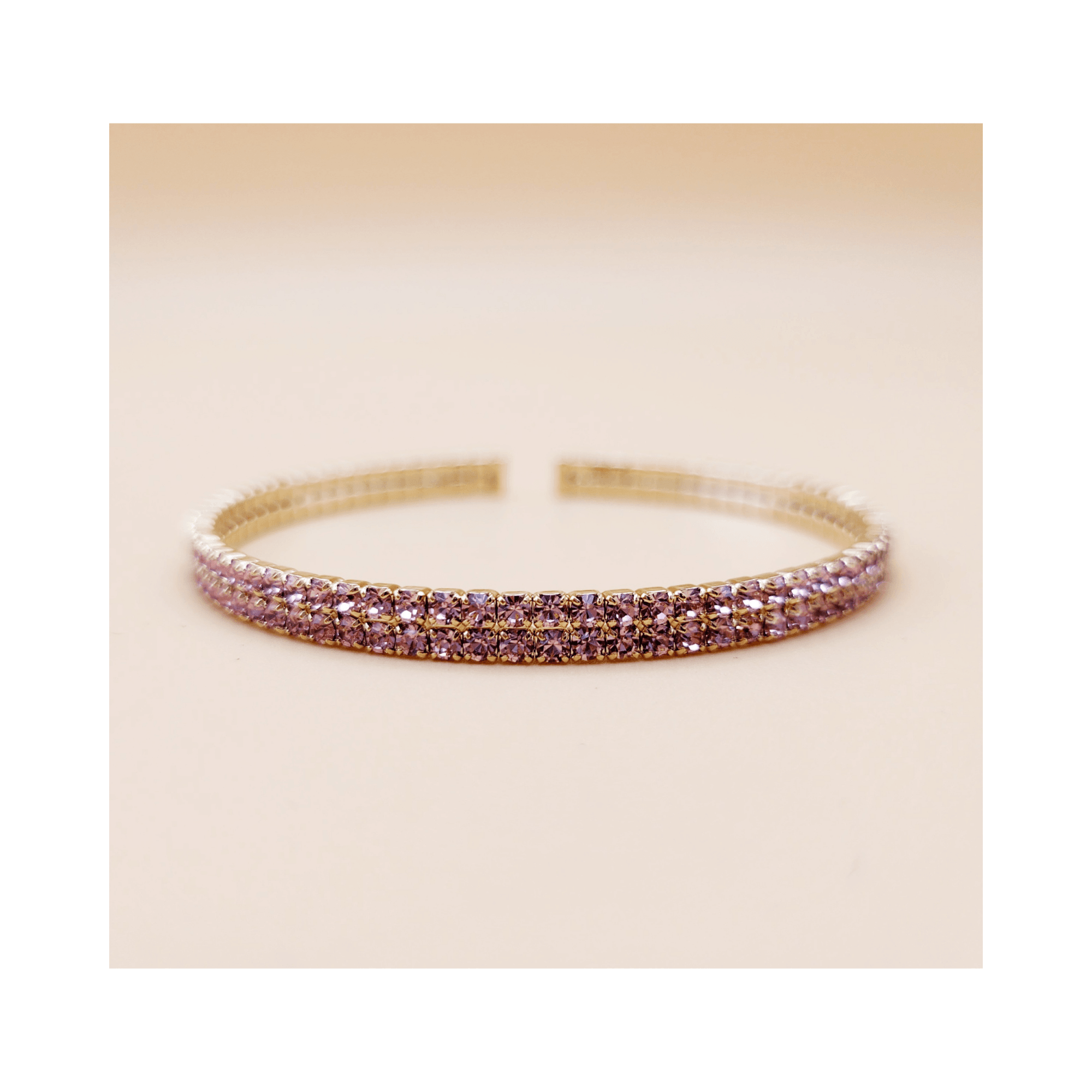 Parkside Accessories Double Diamante Bangle Gold Hardware Baby Pink/gold