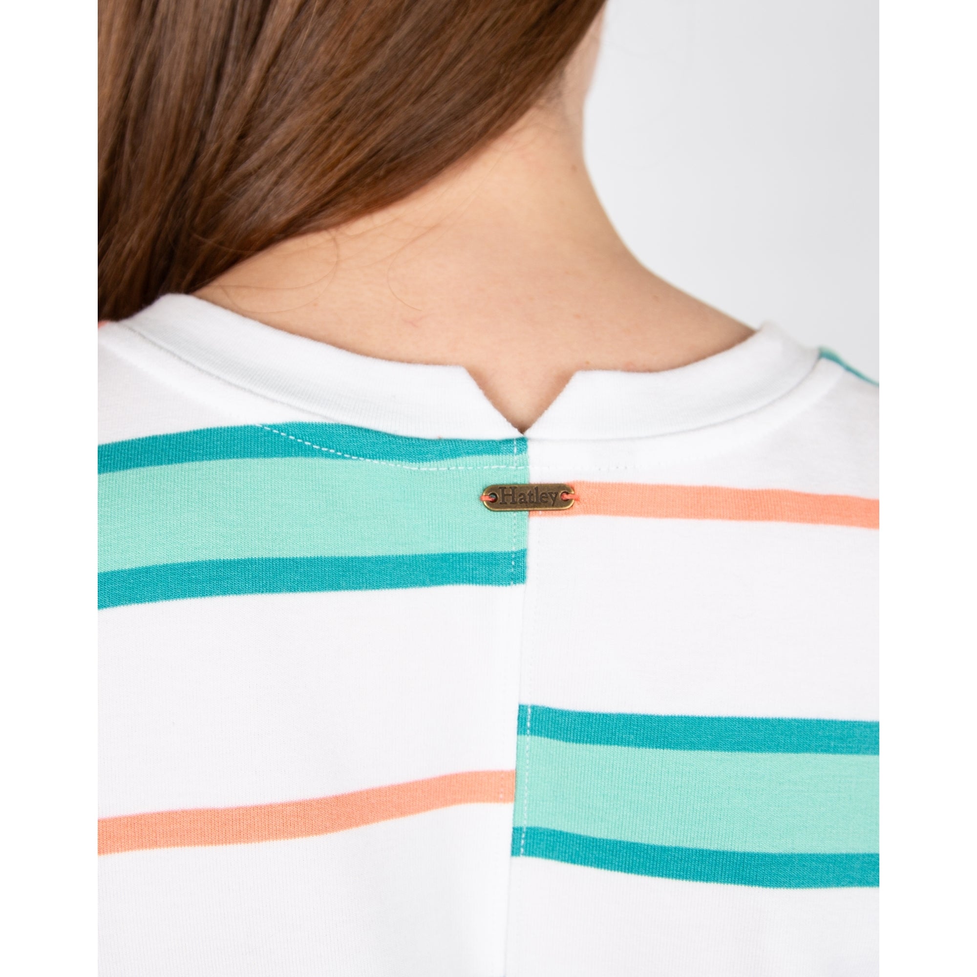 Hatley Sierra Off Centre Stripe Fitted Midi Dress Side Split Seaside Stripes