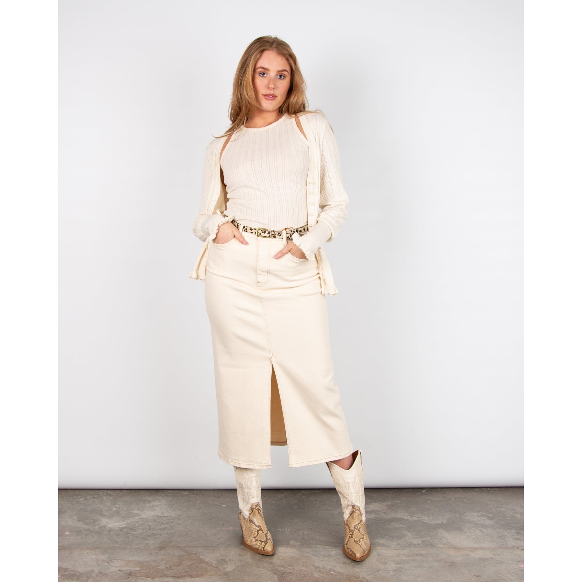 Mos Mosh Mendez Sleeveless Ribbed Gold Lurex Vest Ecru