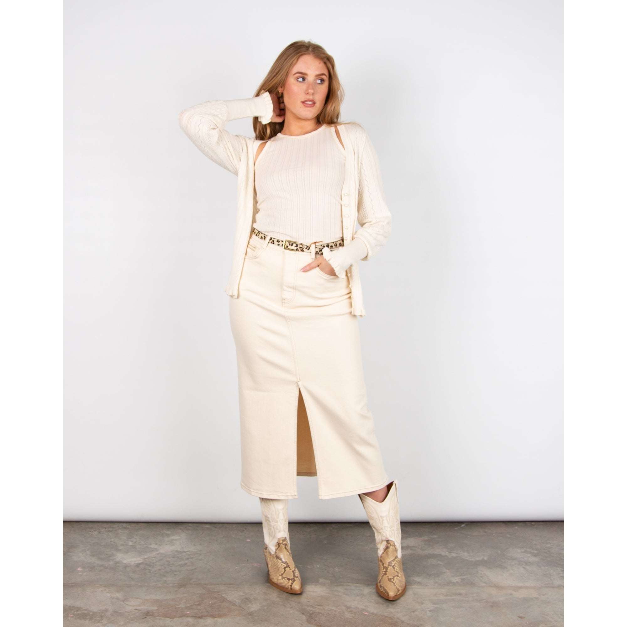 Mos Mosh Mendez Sleeveless Ribbed Gold Lurex Vest Ecru