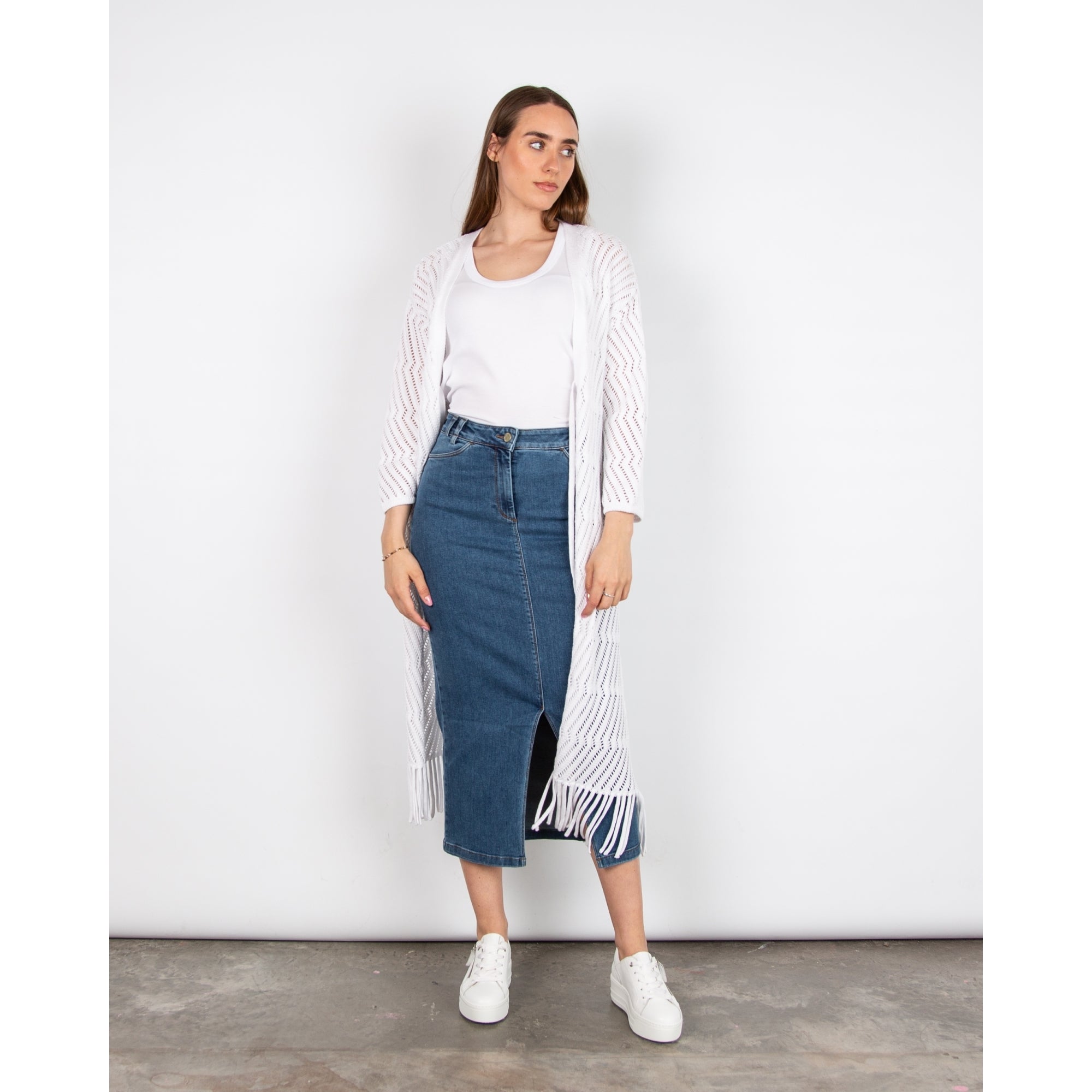 Riani Ribbed Round Neck Vest White 100