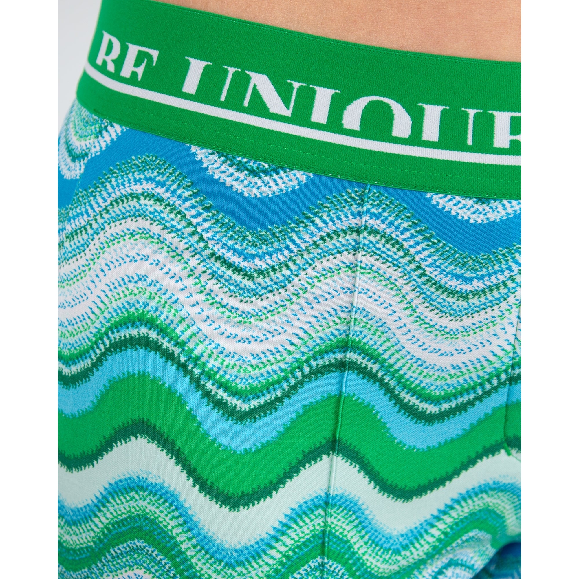 Robell Joella Wave Print Elastic Waist 7/8th Kick Flare Trouser Turquoise Blue 75