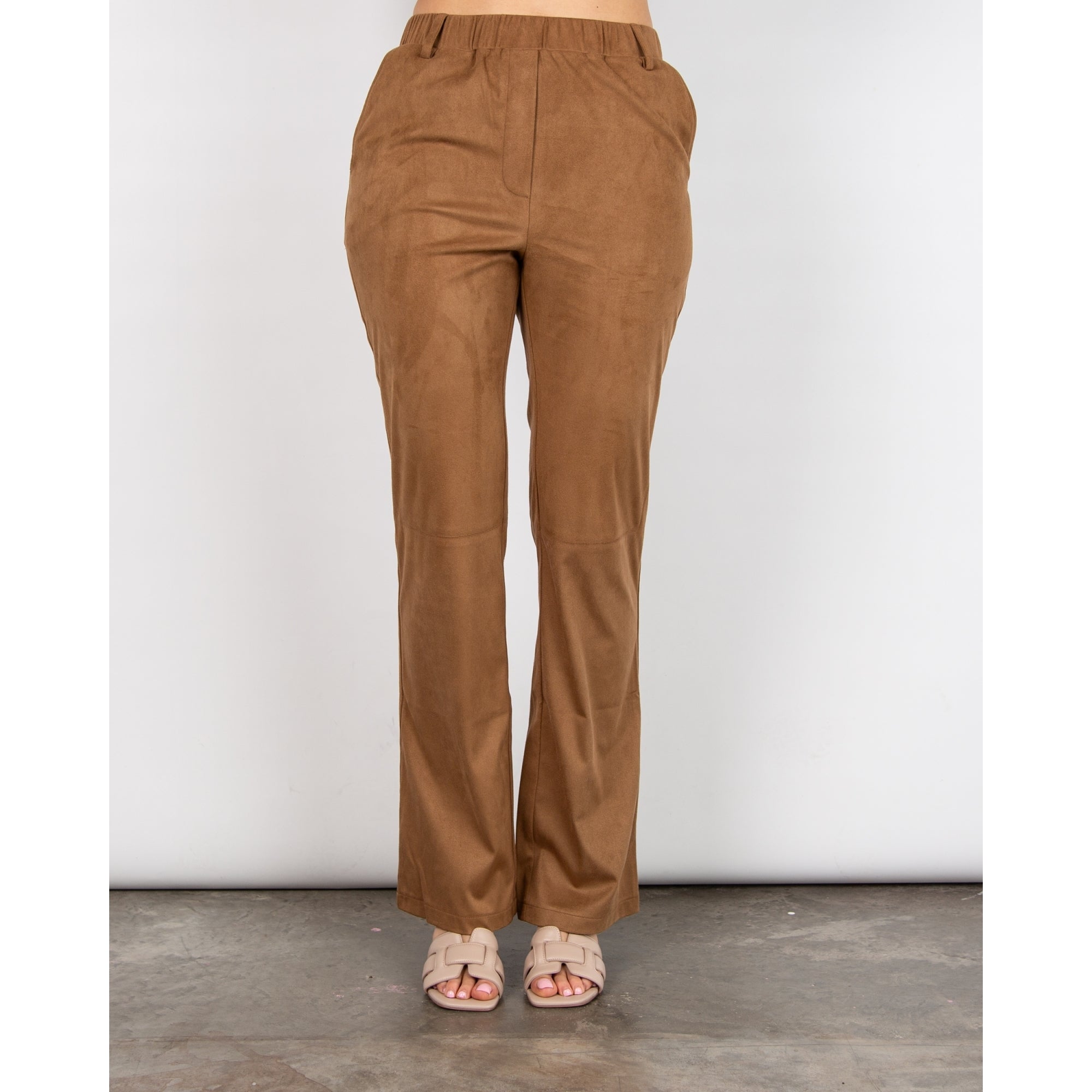 Herzens Angelegenheit Pull On Faux Suede Trouser Dark Camel