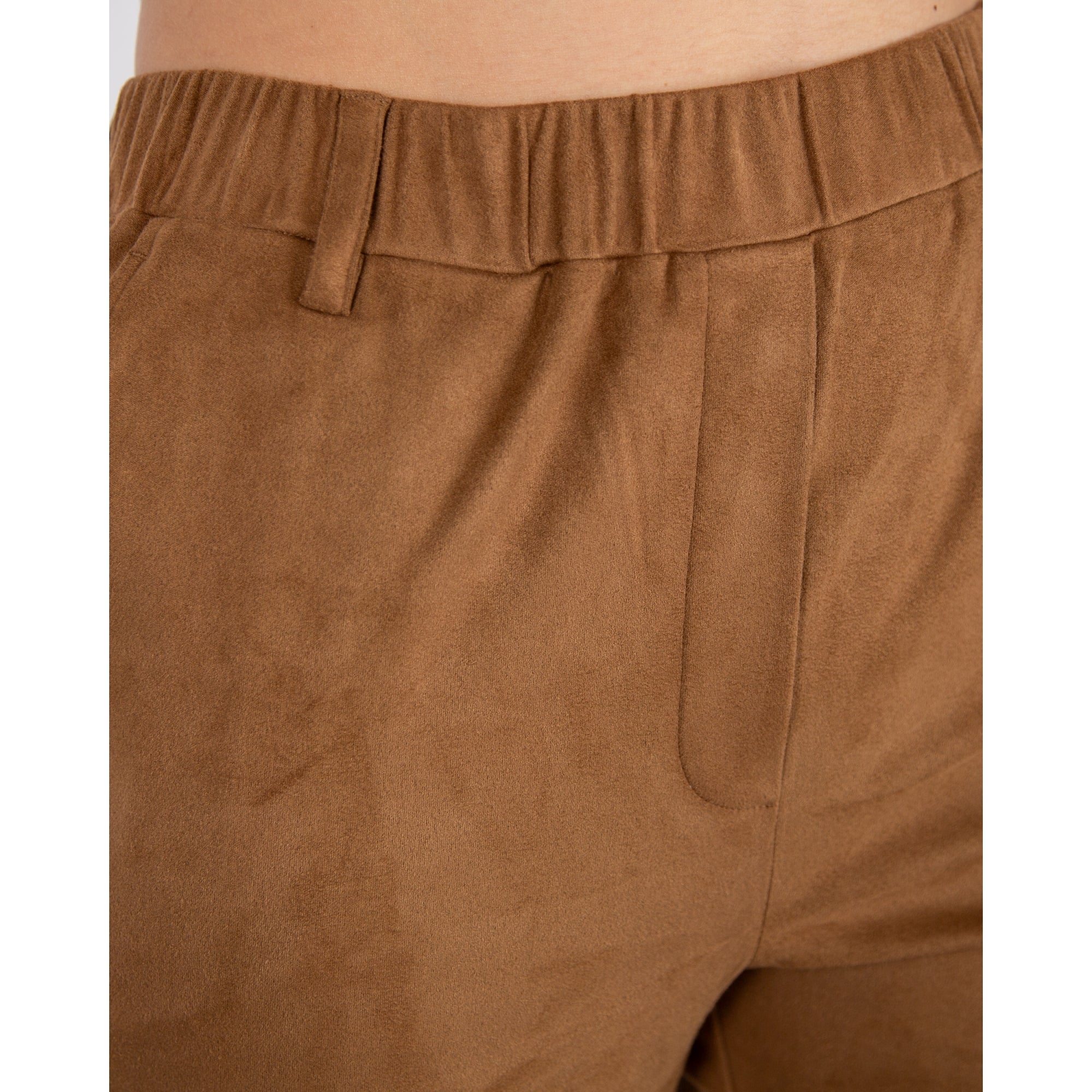 Herzens Angelegenheit Pull On Faux Suede Trouser Dark Camel