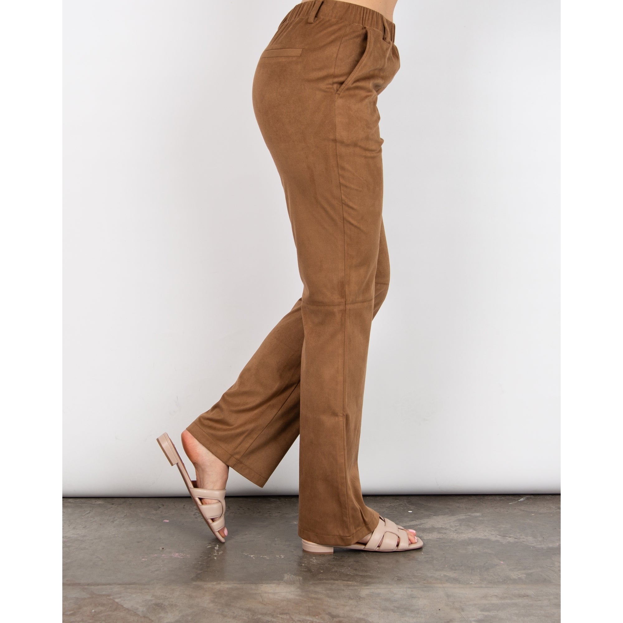 Herzens Angelegenheit Pull On Faux Suede Trouser Dark Camel