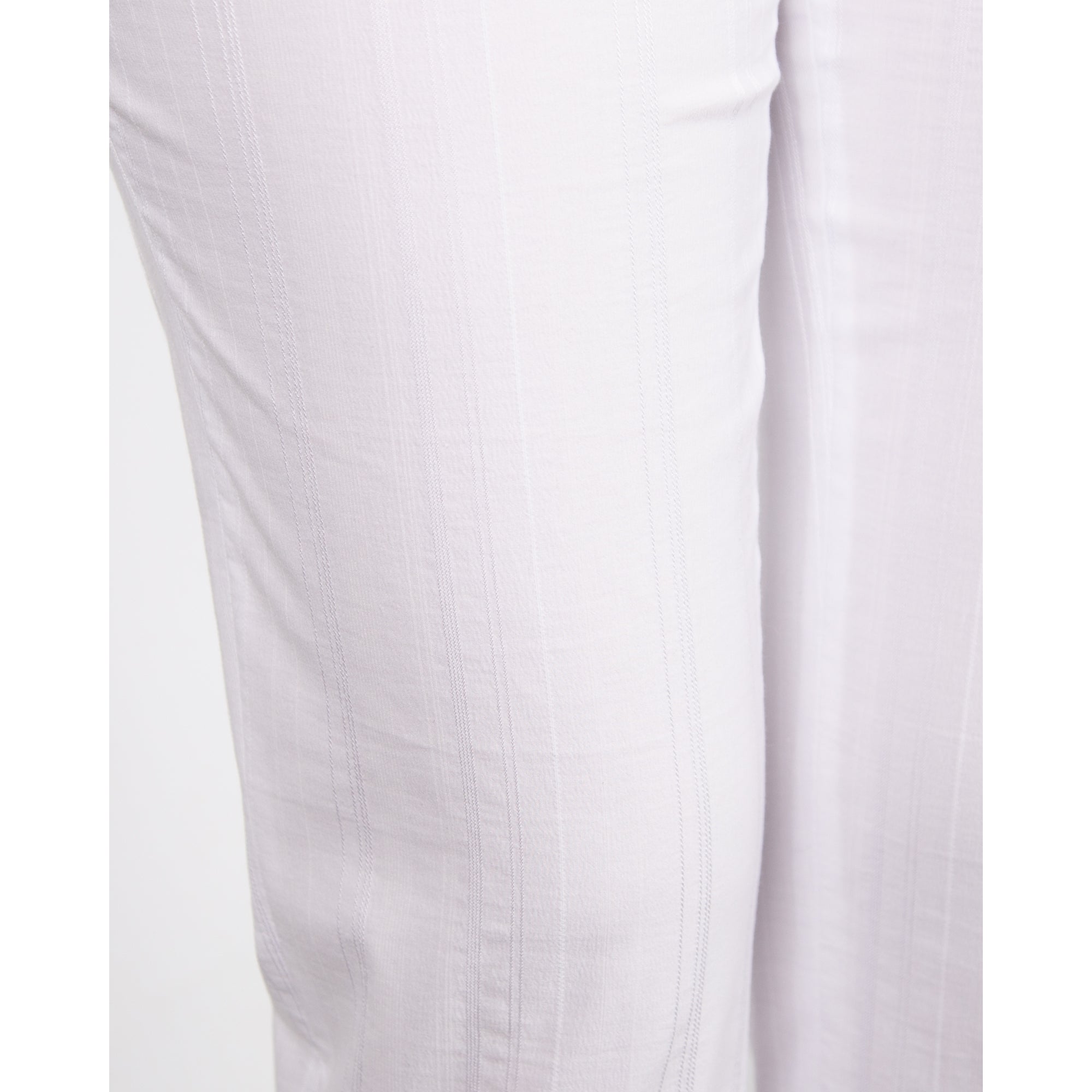 Robell Bella 09 Seersucker Cotton Pull On Cropped Slim Trouser White 10