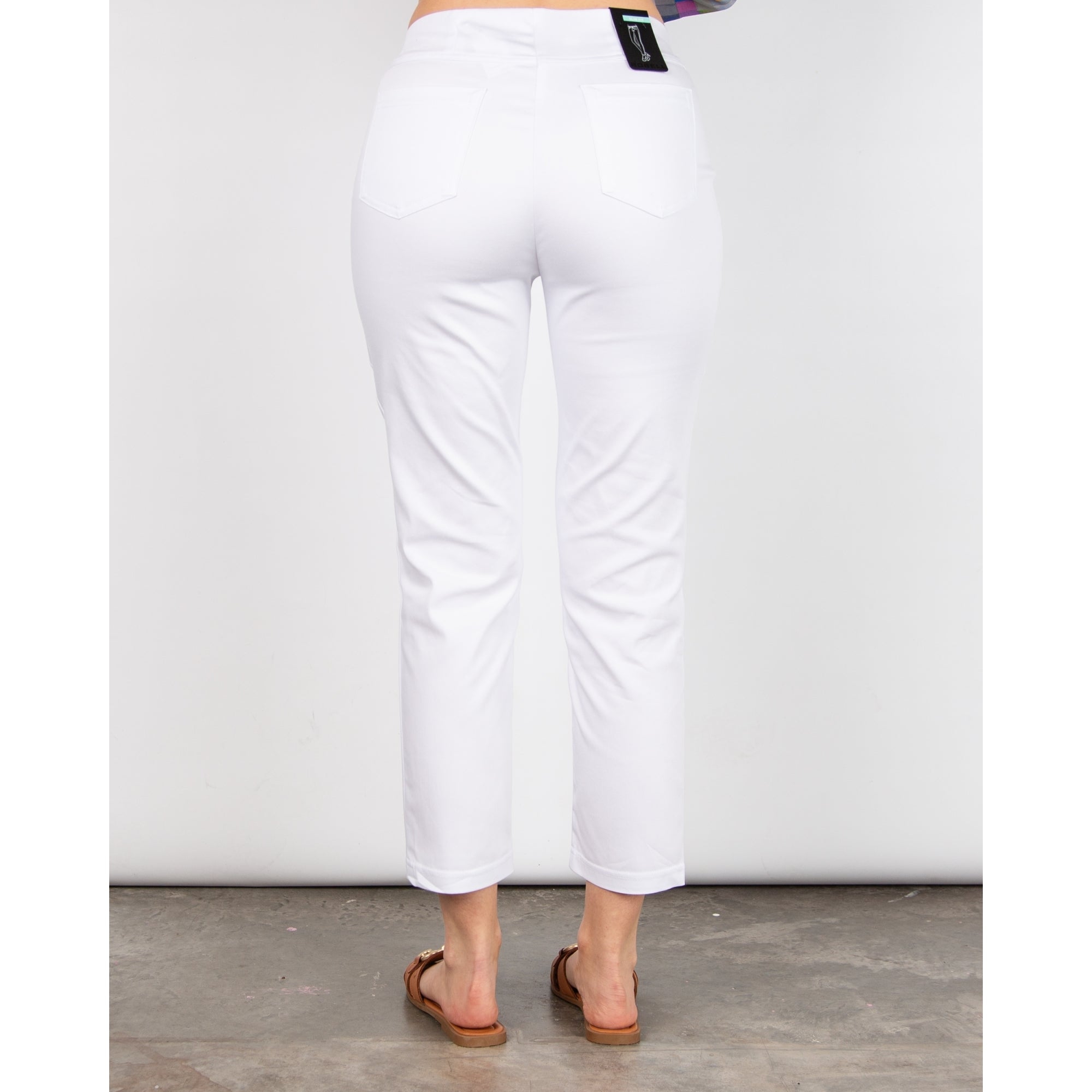 Robell Bella 09 Pull On Cotton Stretch Trouser With Back Pockets White 10