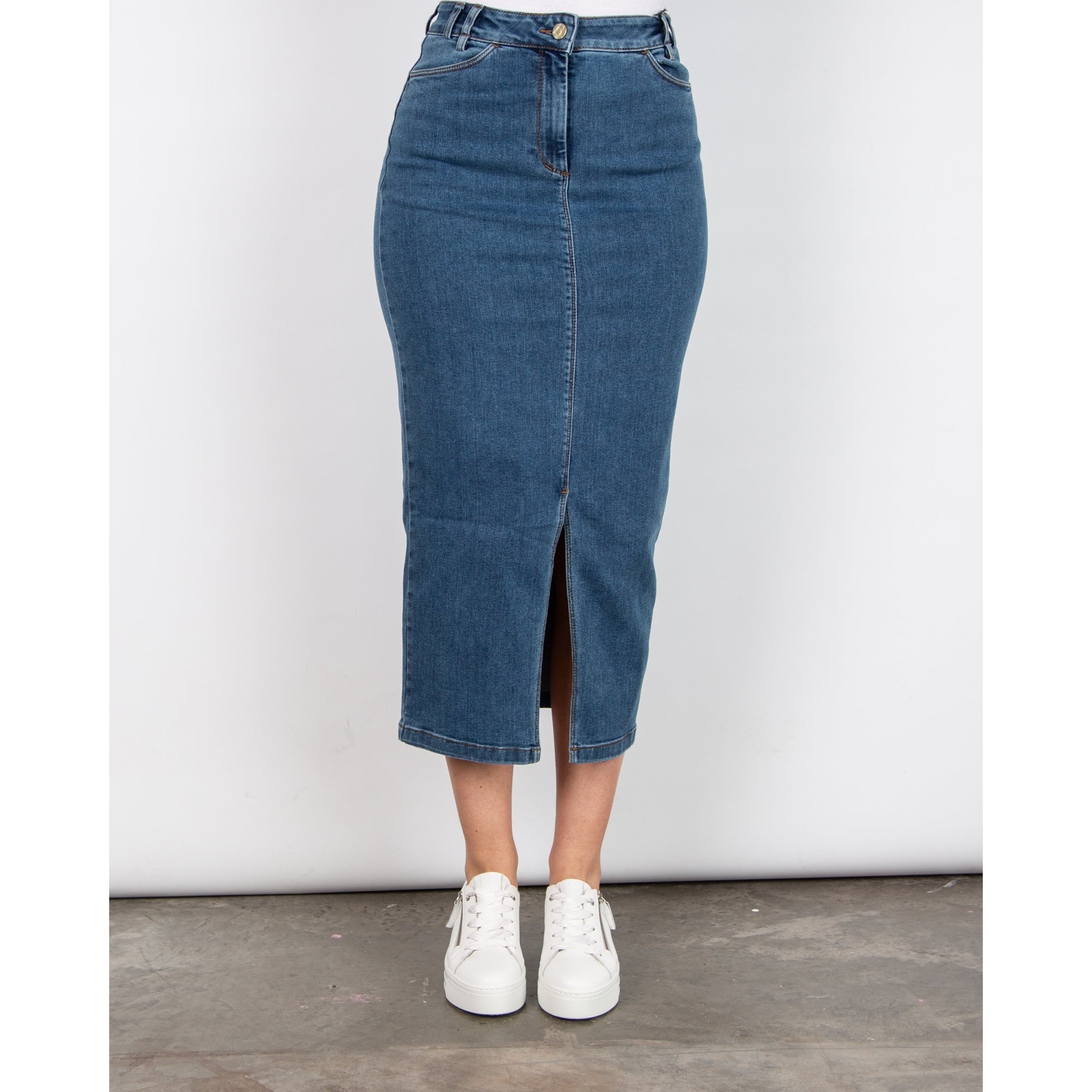 Riani Split Front Midi Denim Pencil Skirt Denim 432