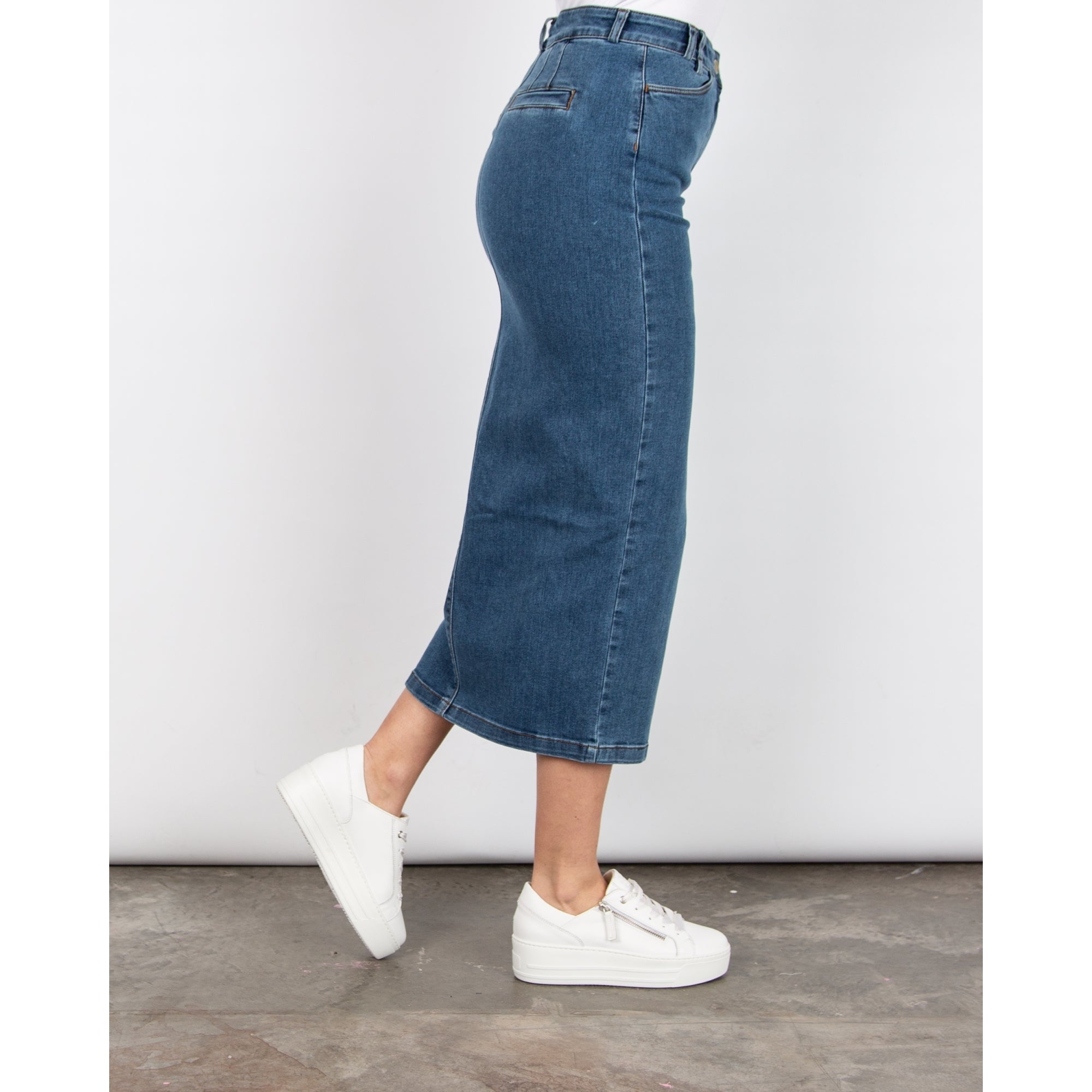 Riani Split Front Midi Denim Pencil Skirt Denim 432