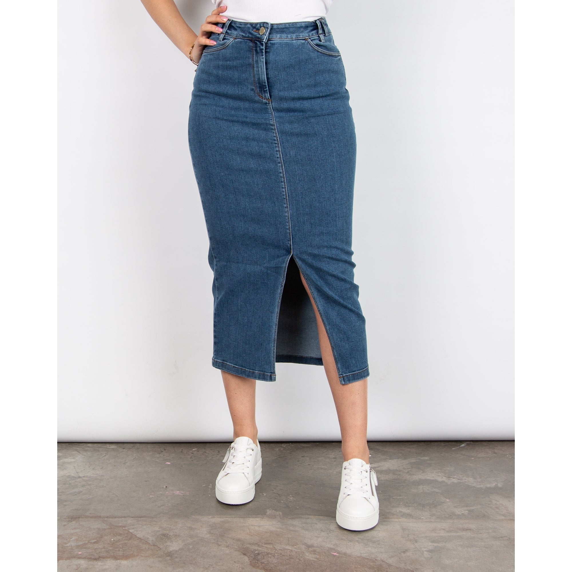 Riani Split Front Midi Denim Pencil Skirt Denim 432