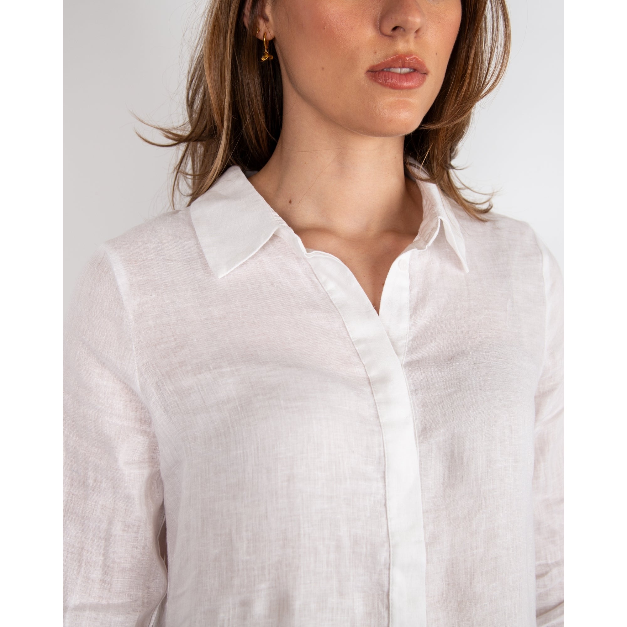 Masai Idana A Line Peplum Linen Shirt White