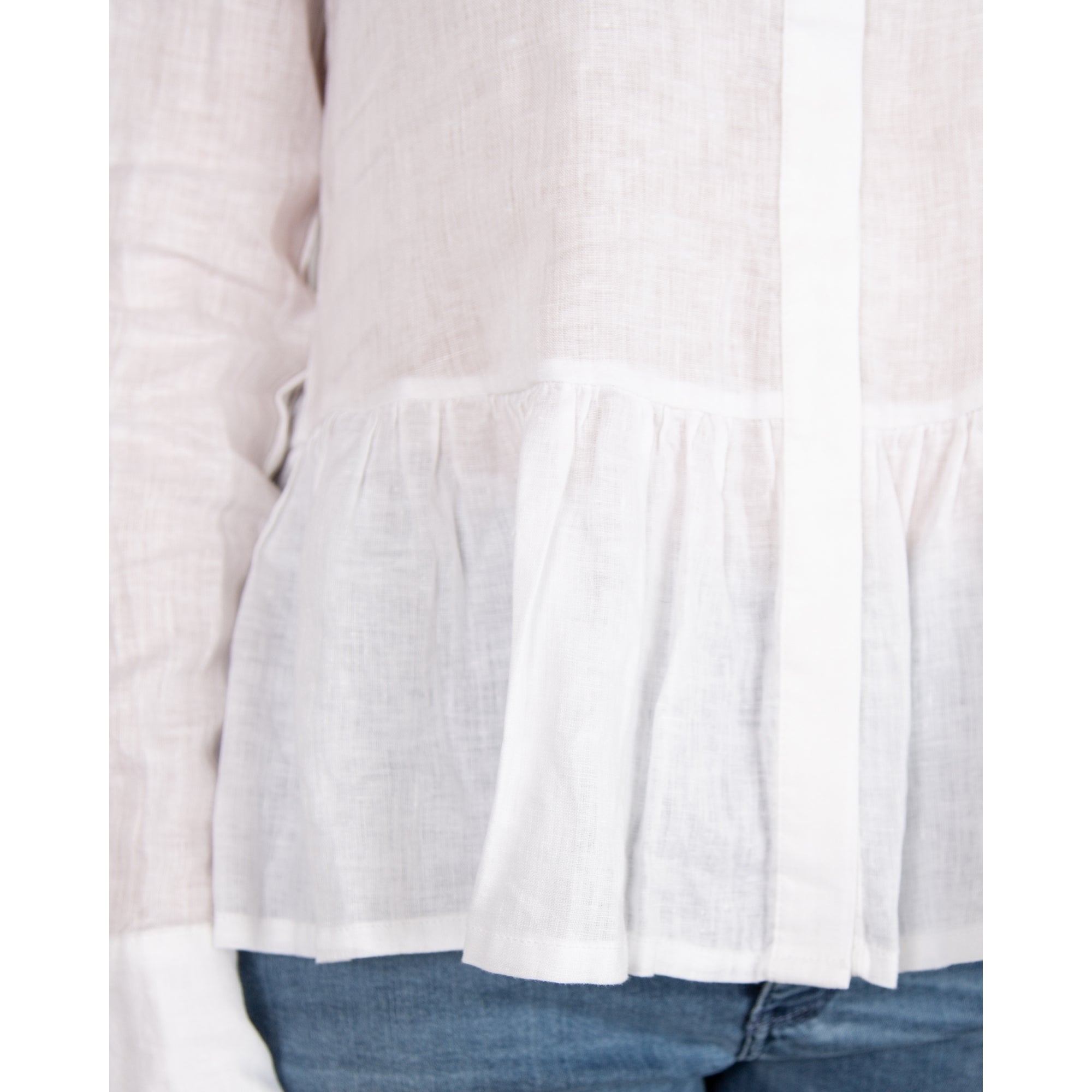 Masai Idana A Line Peplum Linen Shirt White
