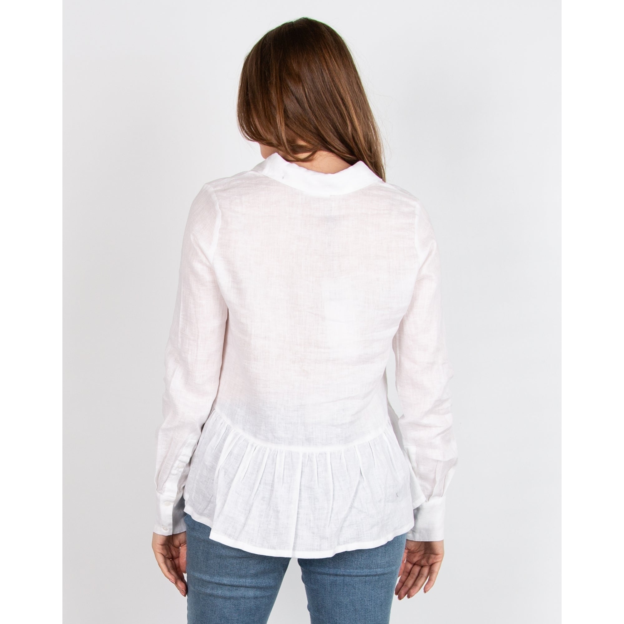 Masai Idana A Line Peplum Linen Shirt White