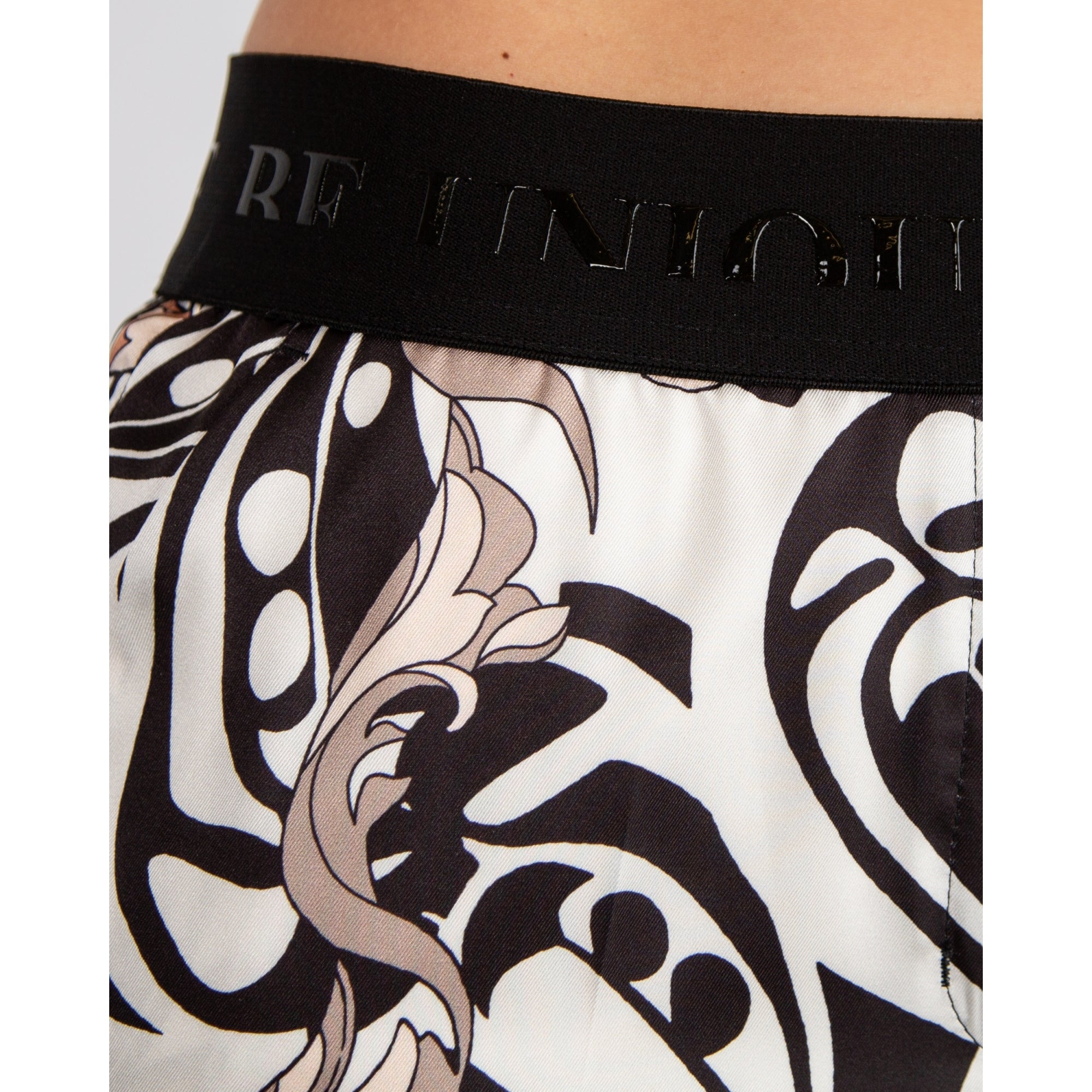 Robell Melly Elastic Waist Printed Palazzo Trouser Black/white/brown