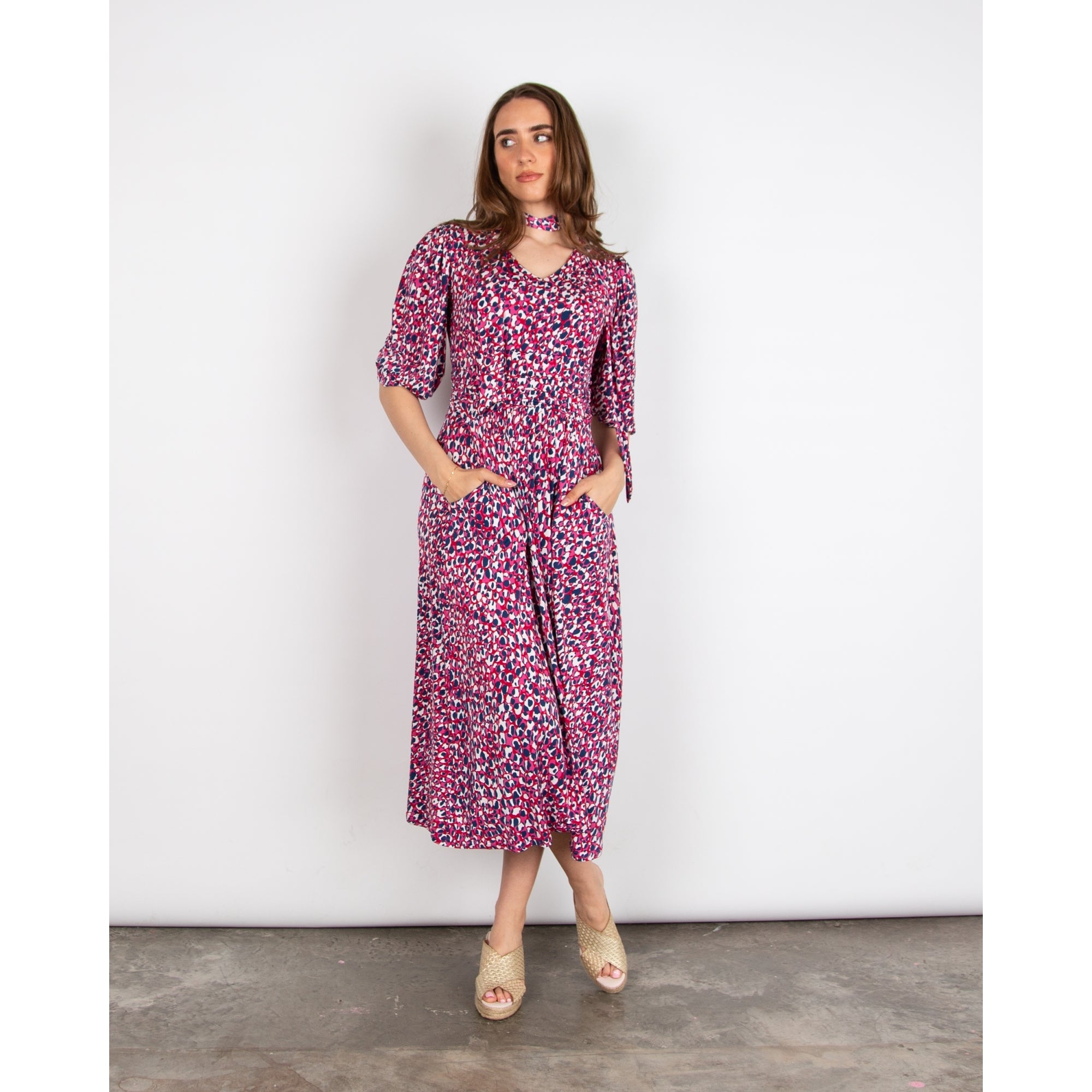 Onjenu Esme Midi Dress Medsea Pink/blue/multi
