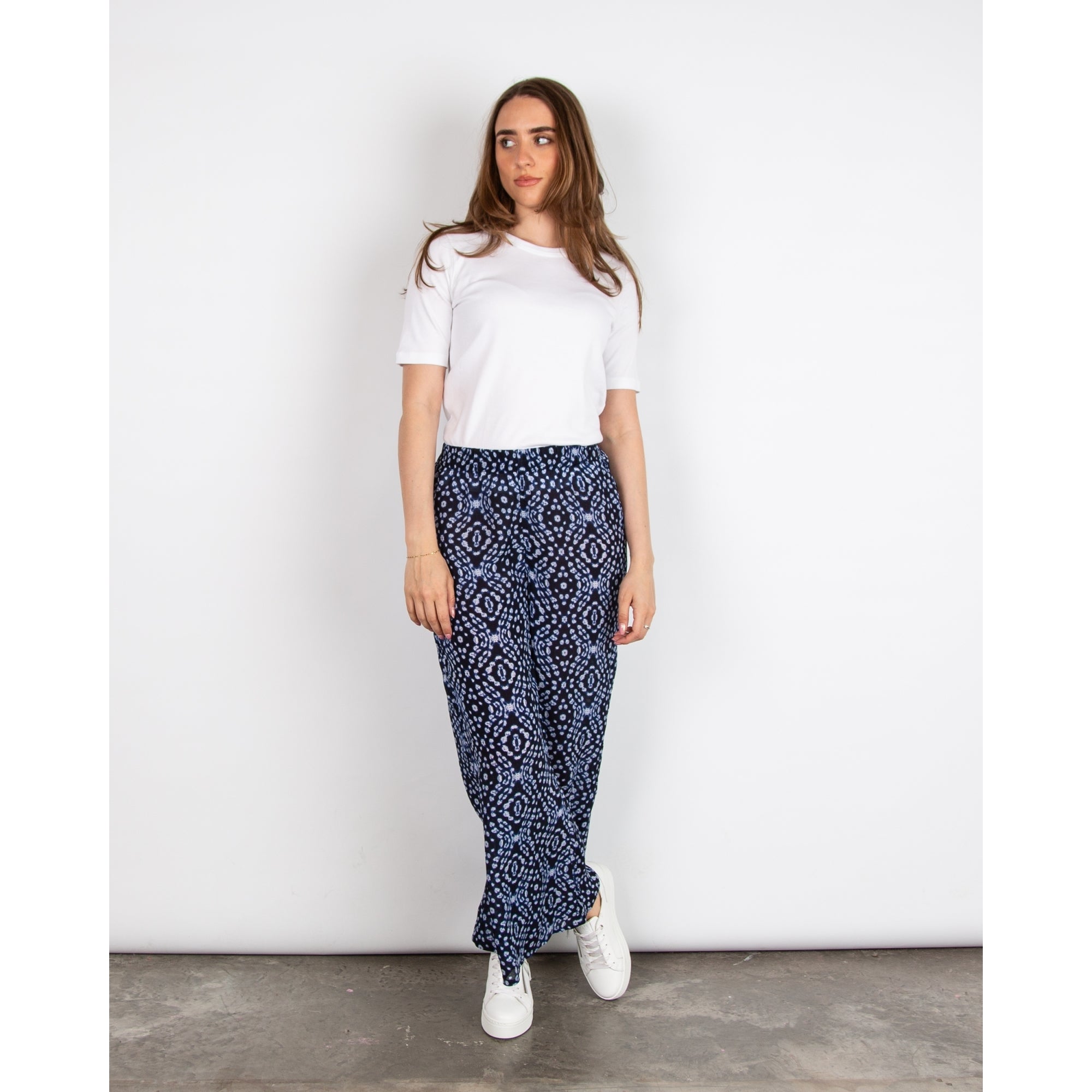 One Season Mosaic Print Viscose Palazzo Trouser Kyoto