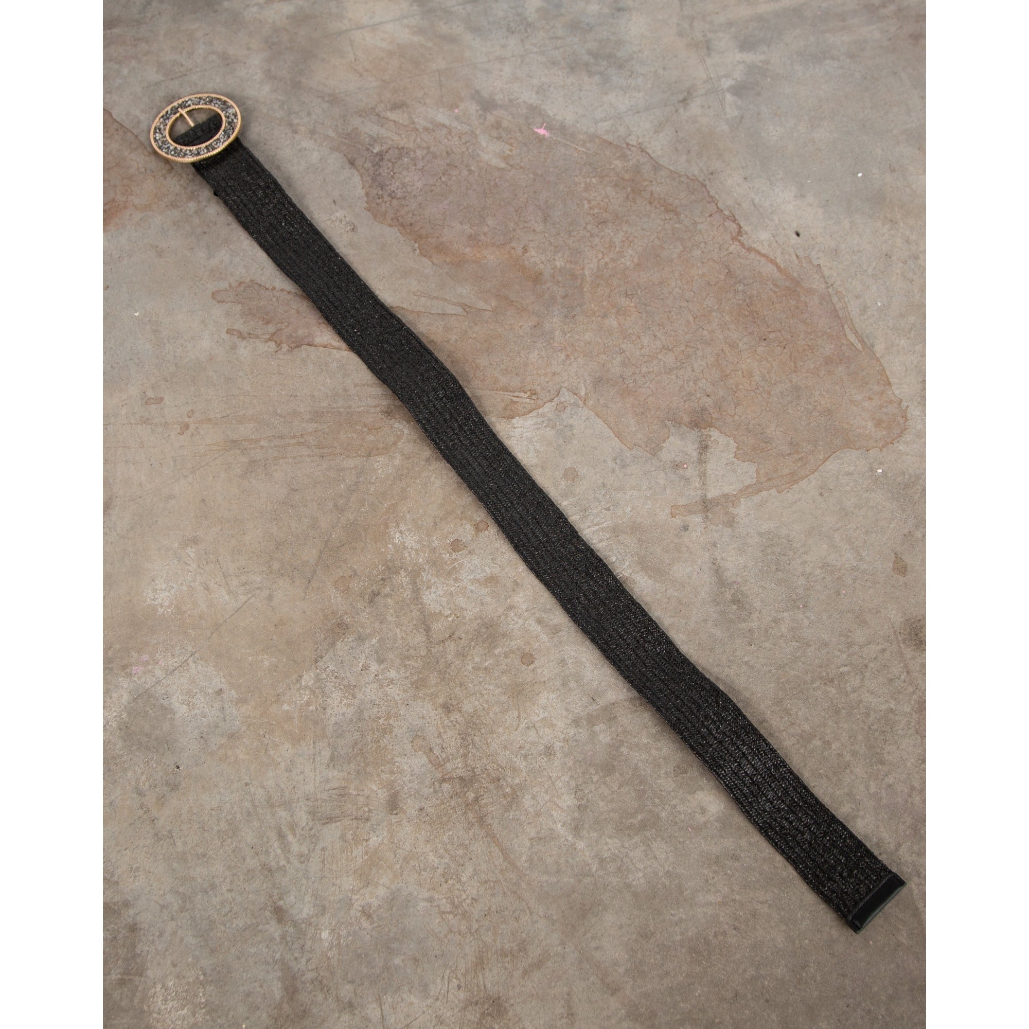 Sister ME Stretch Infinity Hole Belt With Circle Buckle Black