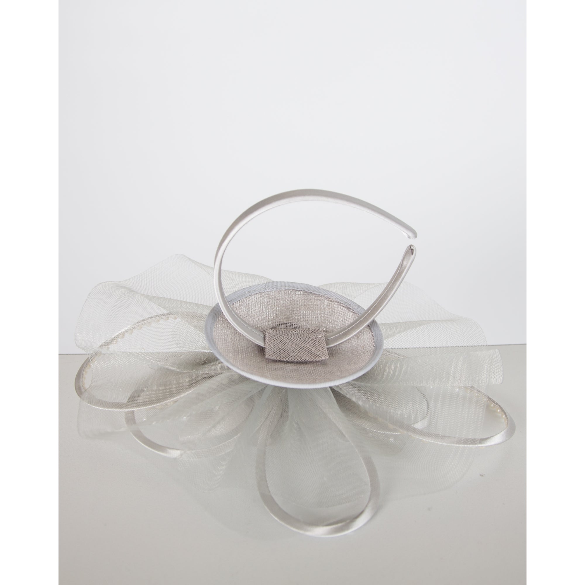 Sister PAC Pearl And Diamante Mesh Fascinator Silver Grey