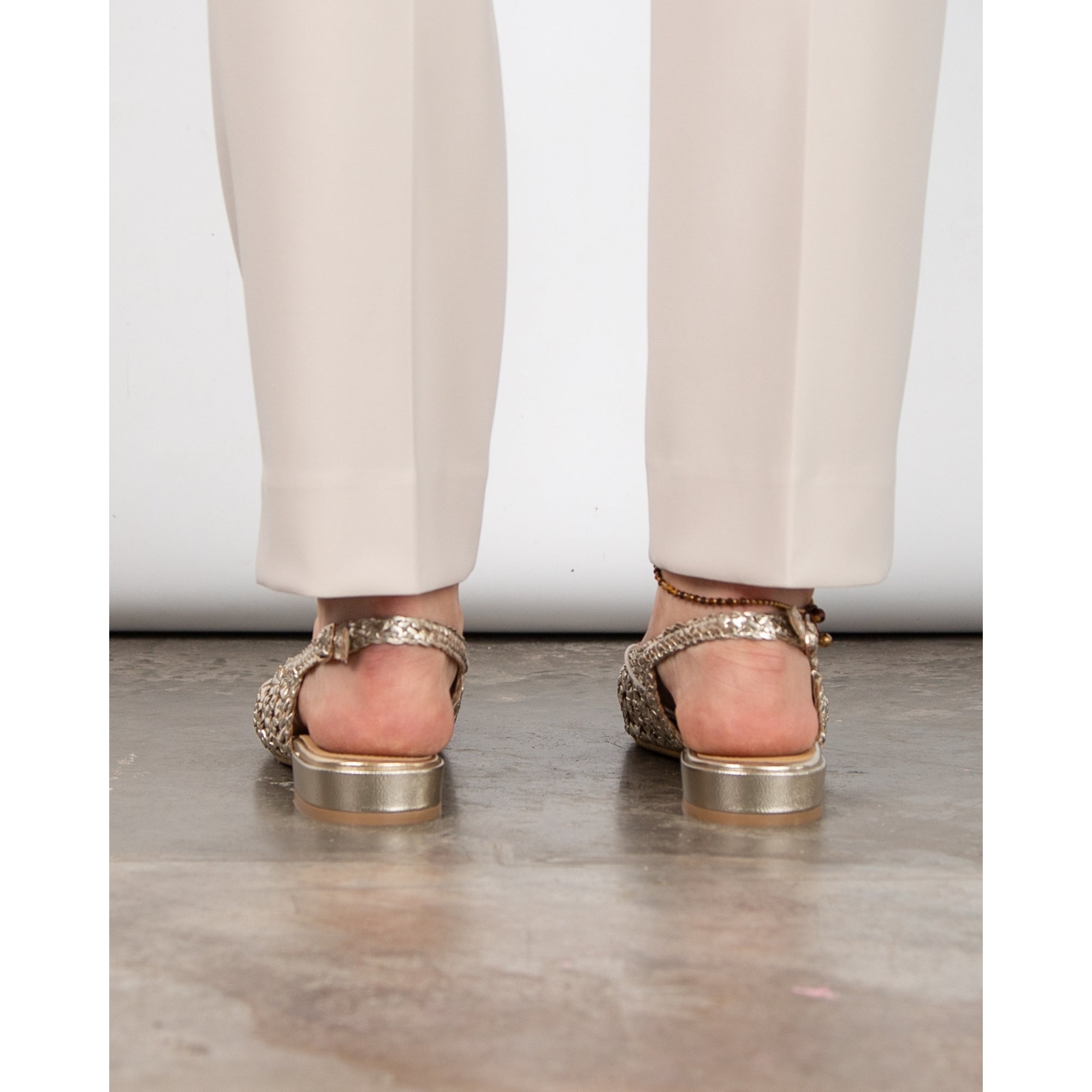 Carmela Woven Metallic Sling Back Flat Pointed Shoes Gold