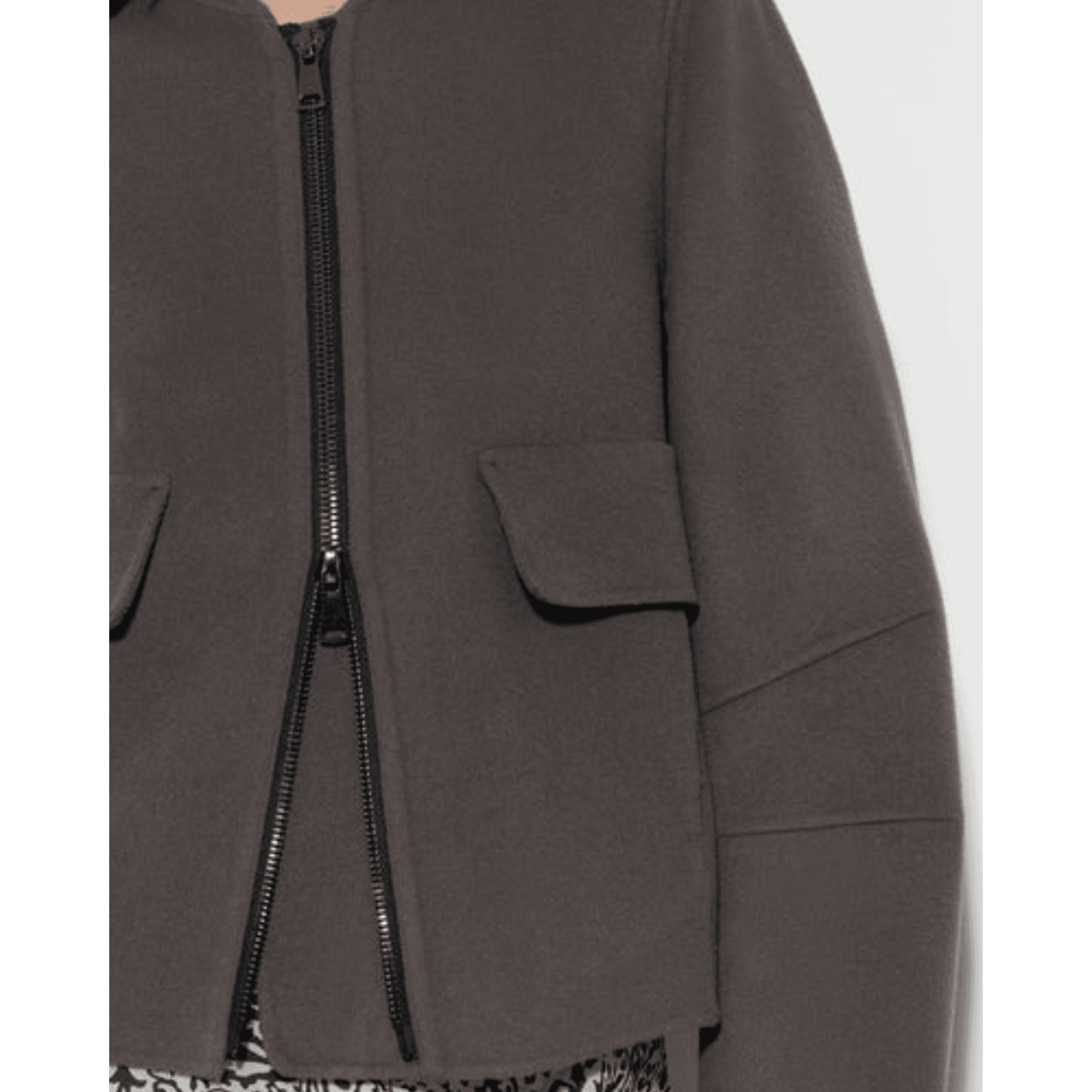 Luisa Cerano Doubleface Blouson Zip Down Wool Jacket Taupe