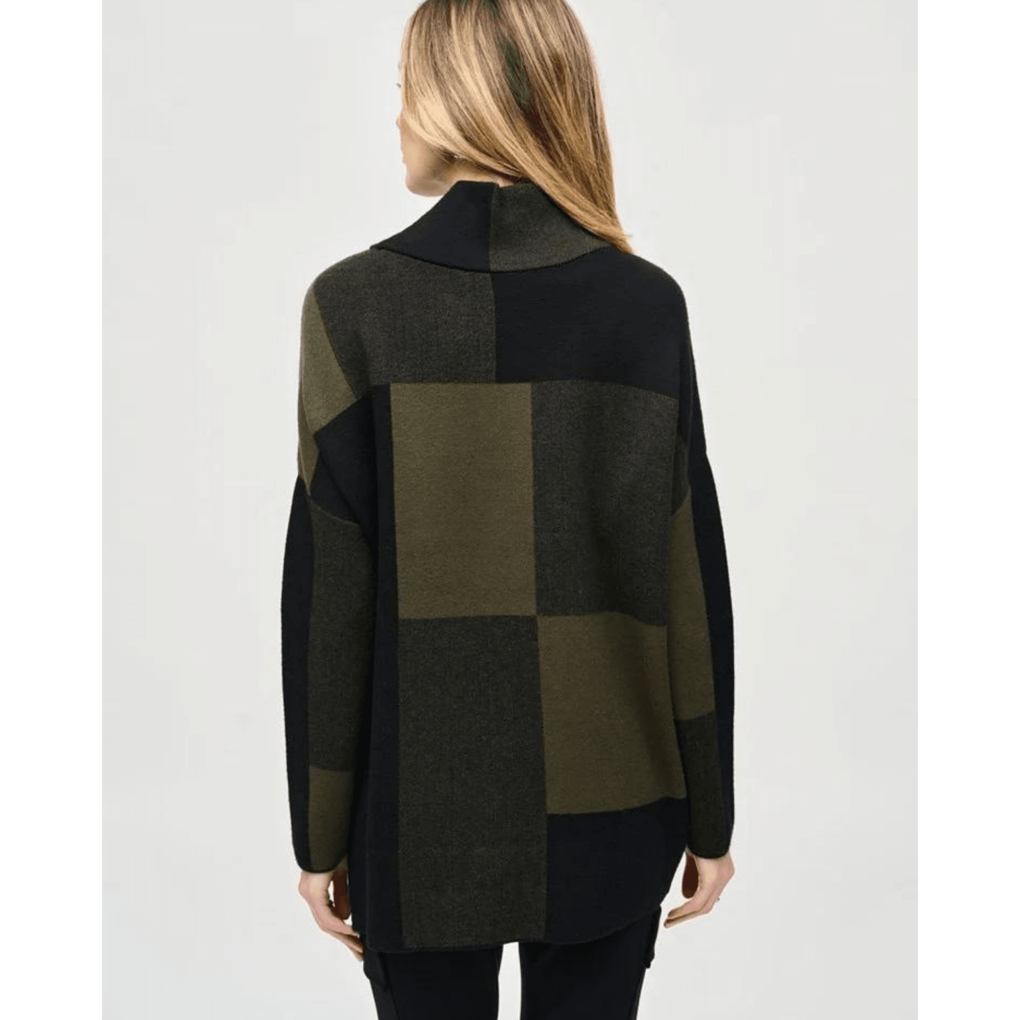 Joseph Ribkoff Cowl Neck Colour Block Jumper Stud Detail Green/black 4303