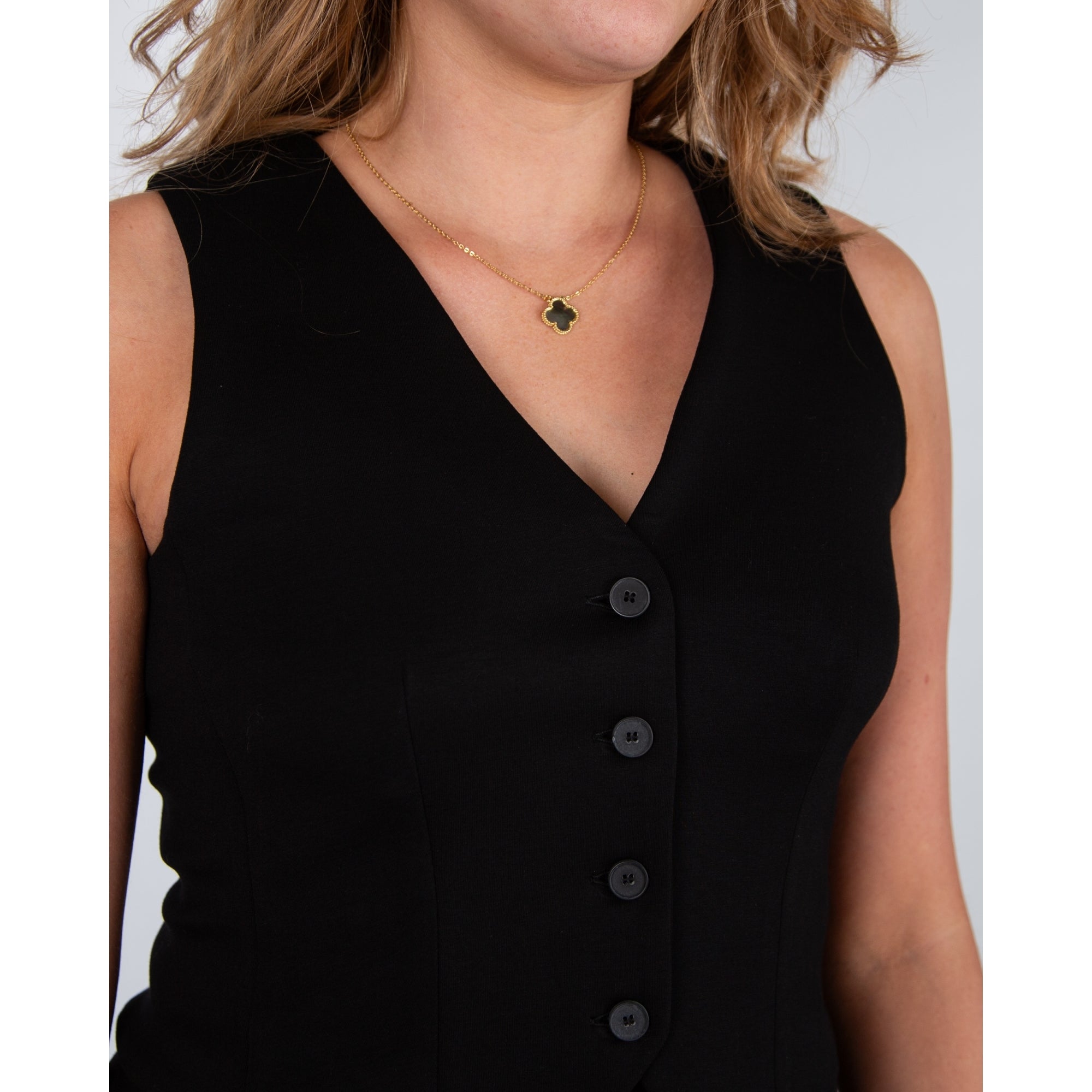 Riani Short Stretchy Tailored Waistcoat Black