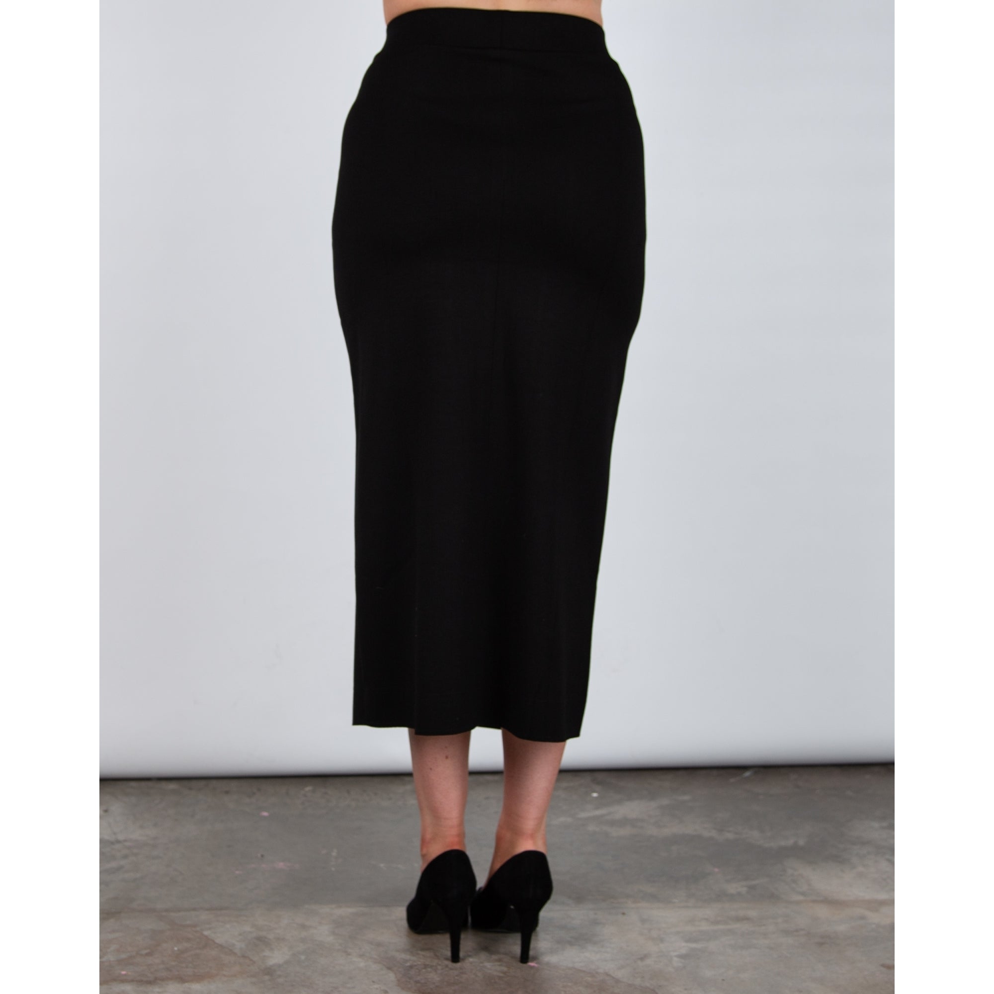 Riani Long Stretch Knitted Split Hem Pencil Skirt Black