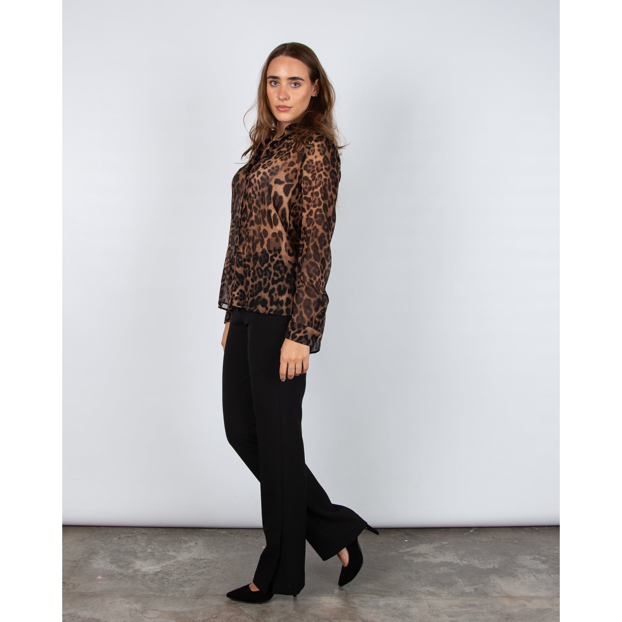 Riani Leopard Print Blouse Tan/black