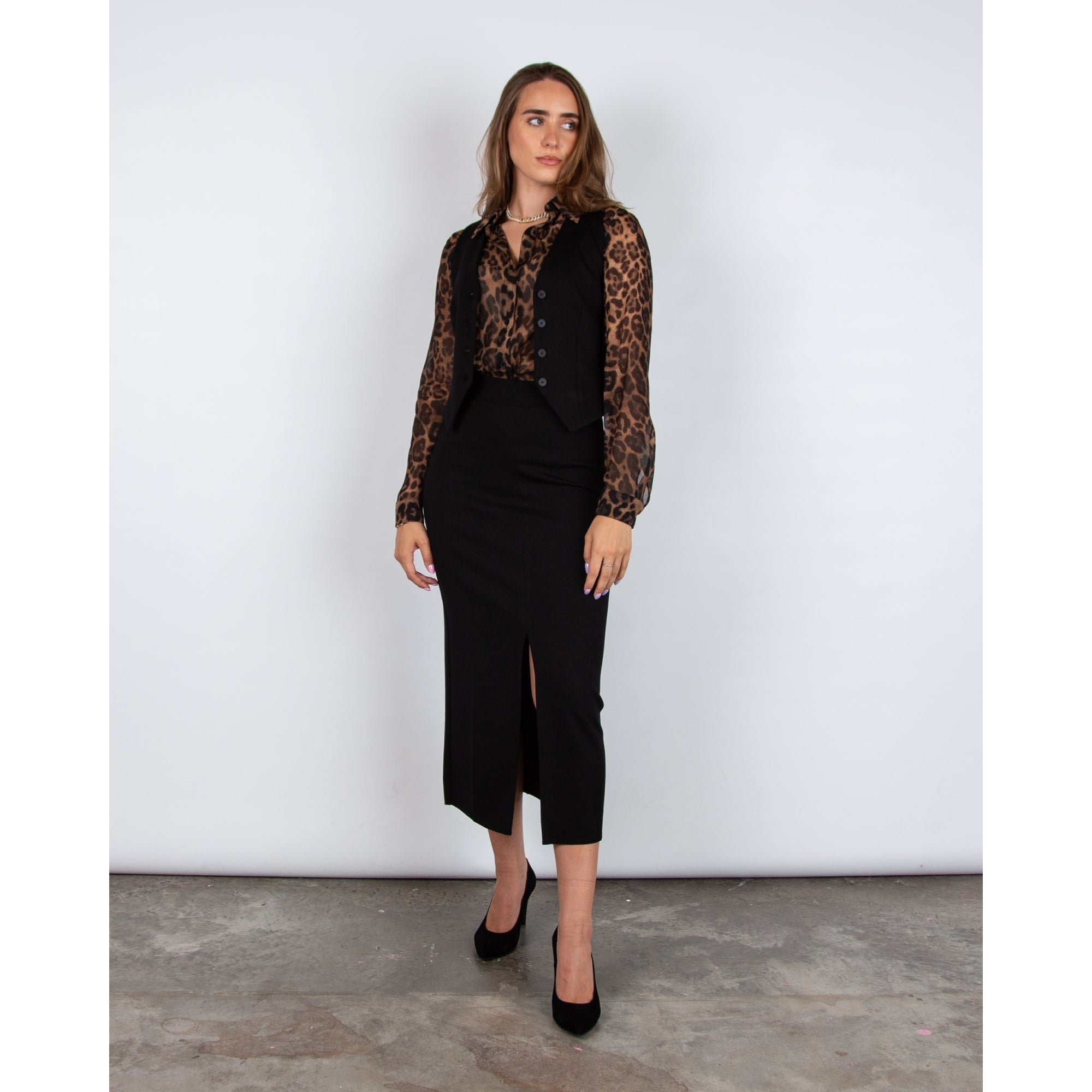 Riani Leopard Print Blouse Tan/black