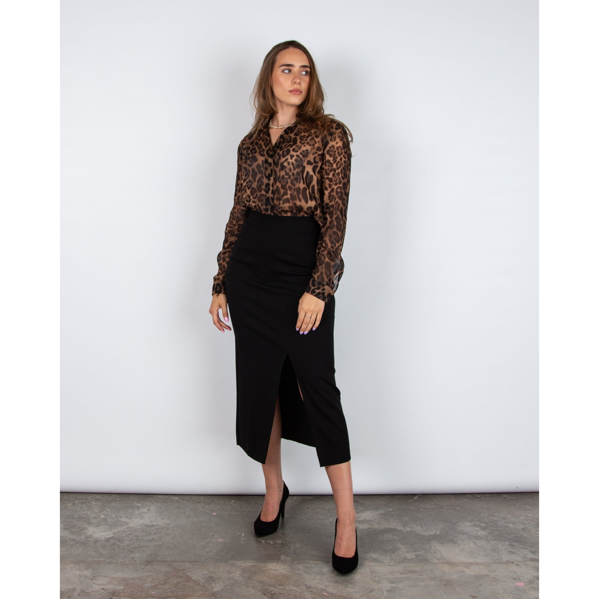 Riani Leopard Print Blouse Tan/black