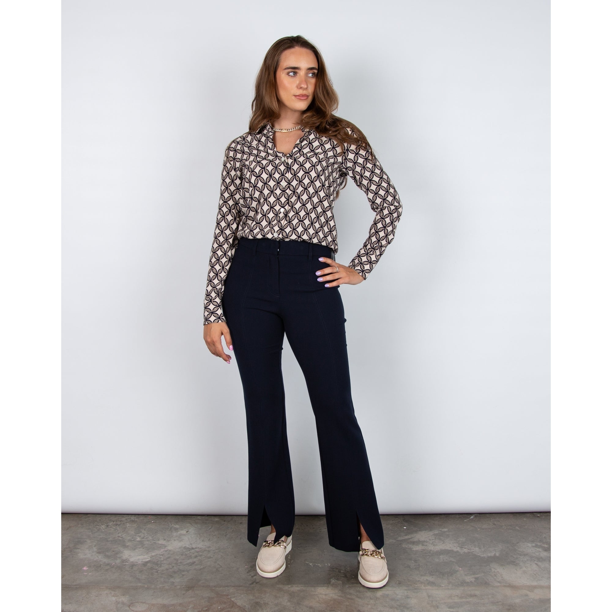 Robell Joella Smart Split Front Stretch Trouser Navy 69