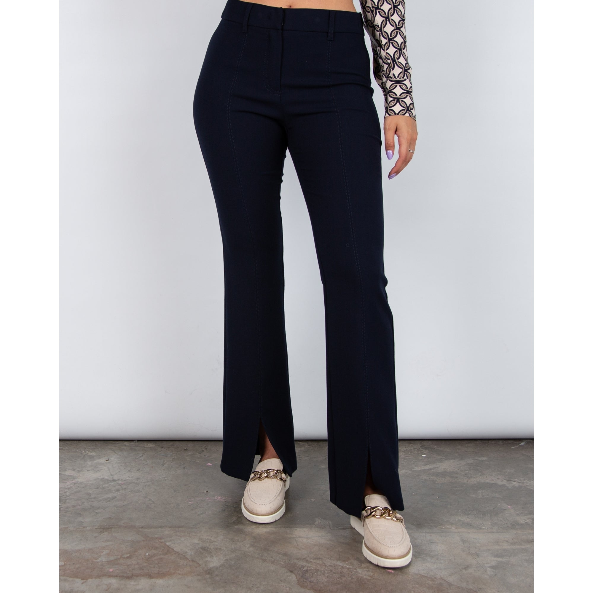 Robell Joella Smart Split Front Stretch Trouser Navy 69