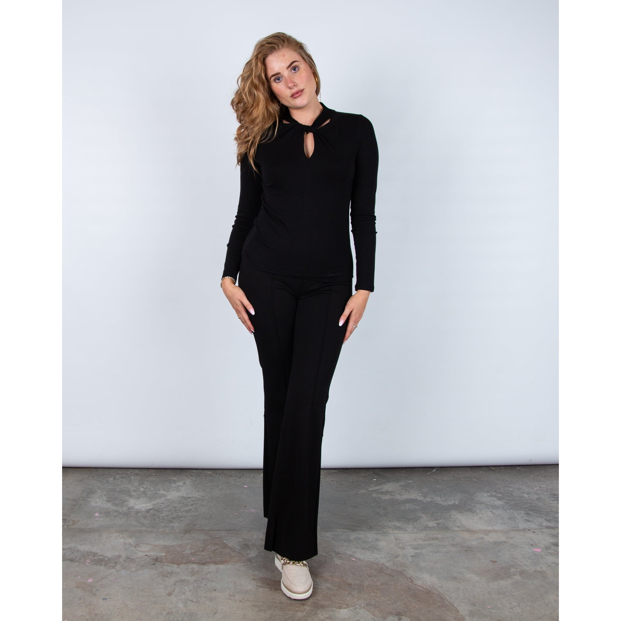 Marc Cain Twist Neck Jersey Top Black