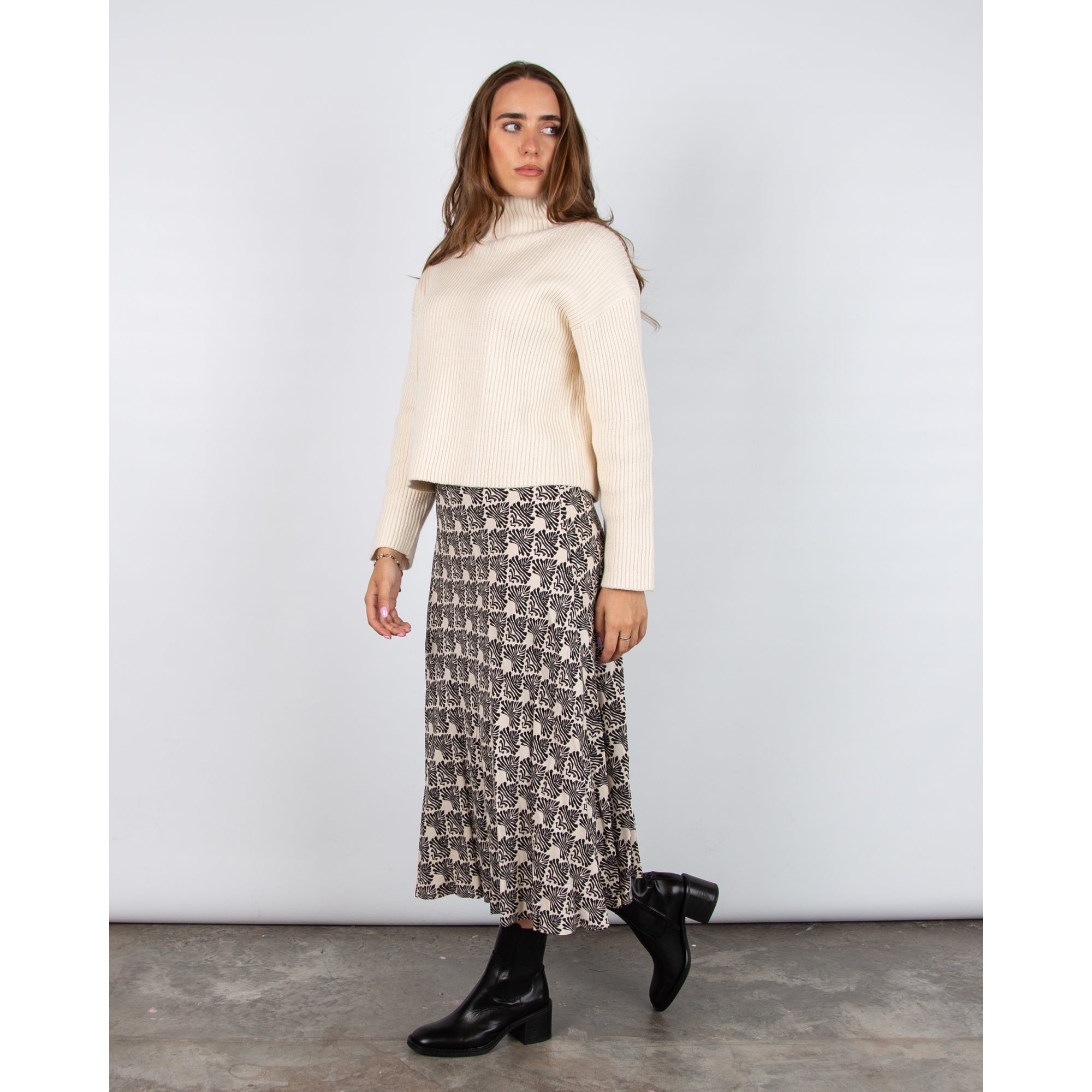 Part Two Angeline Chunky Rib Funnel Neck Jumper Sand