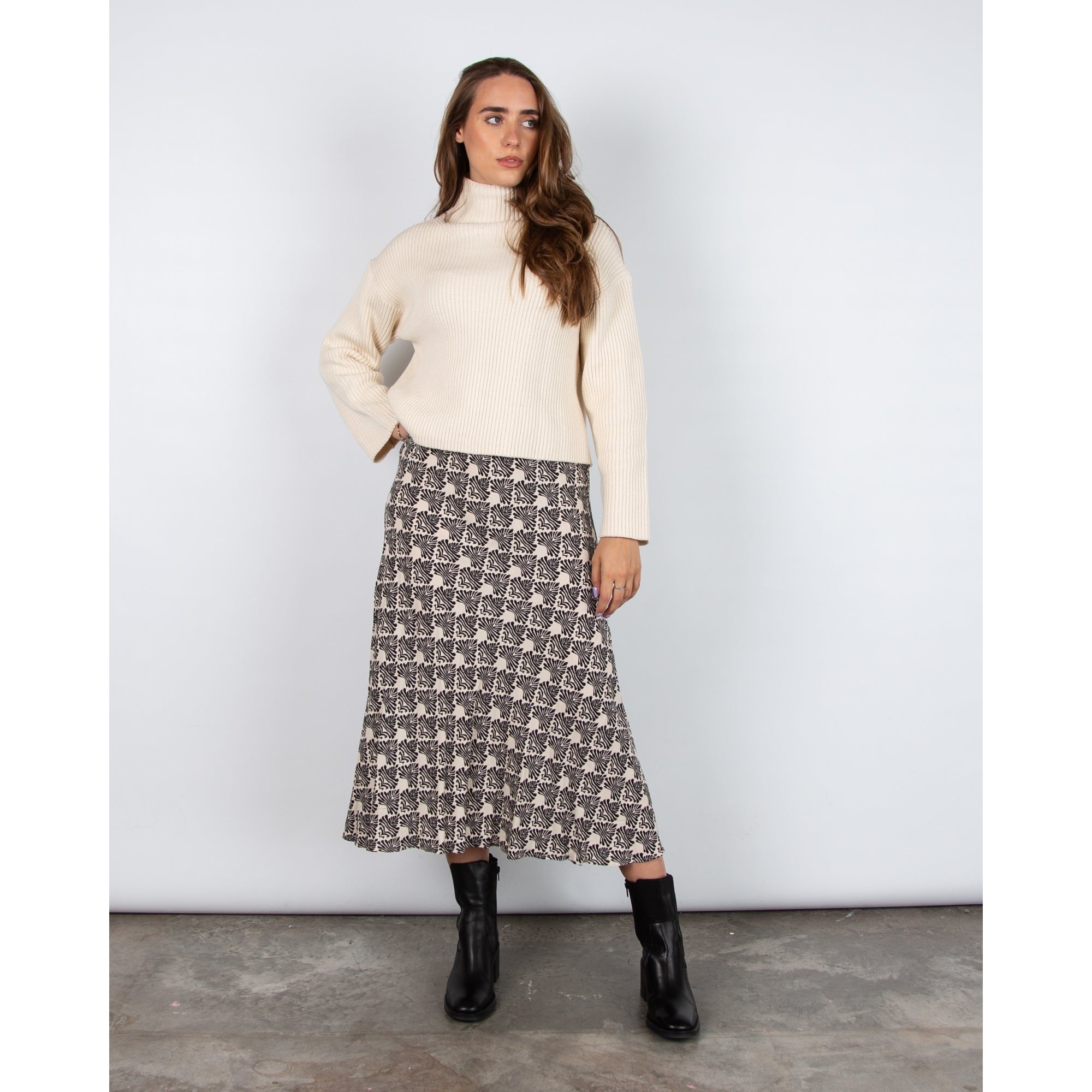 Part Two Angeline Chunky Rib Funnel Neck Jumper Sand