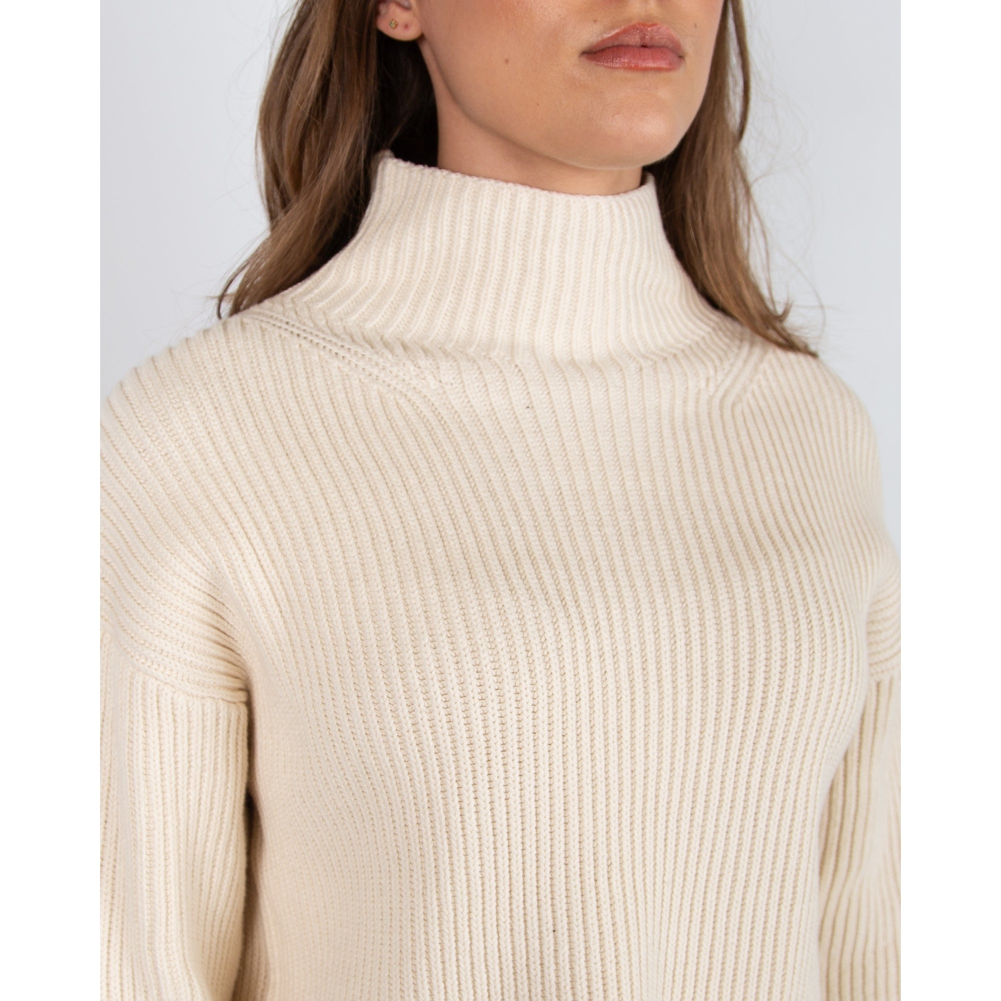 Part Two Angeline Chunky Rib Funnel Neck Jumper Sand