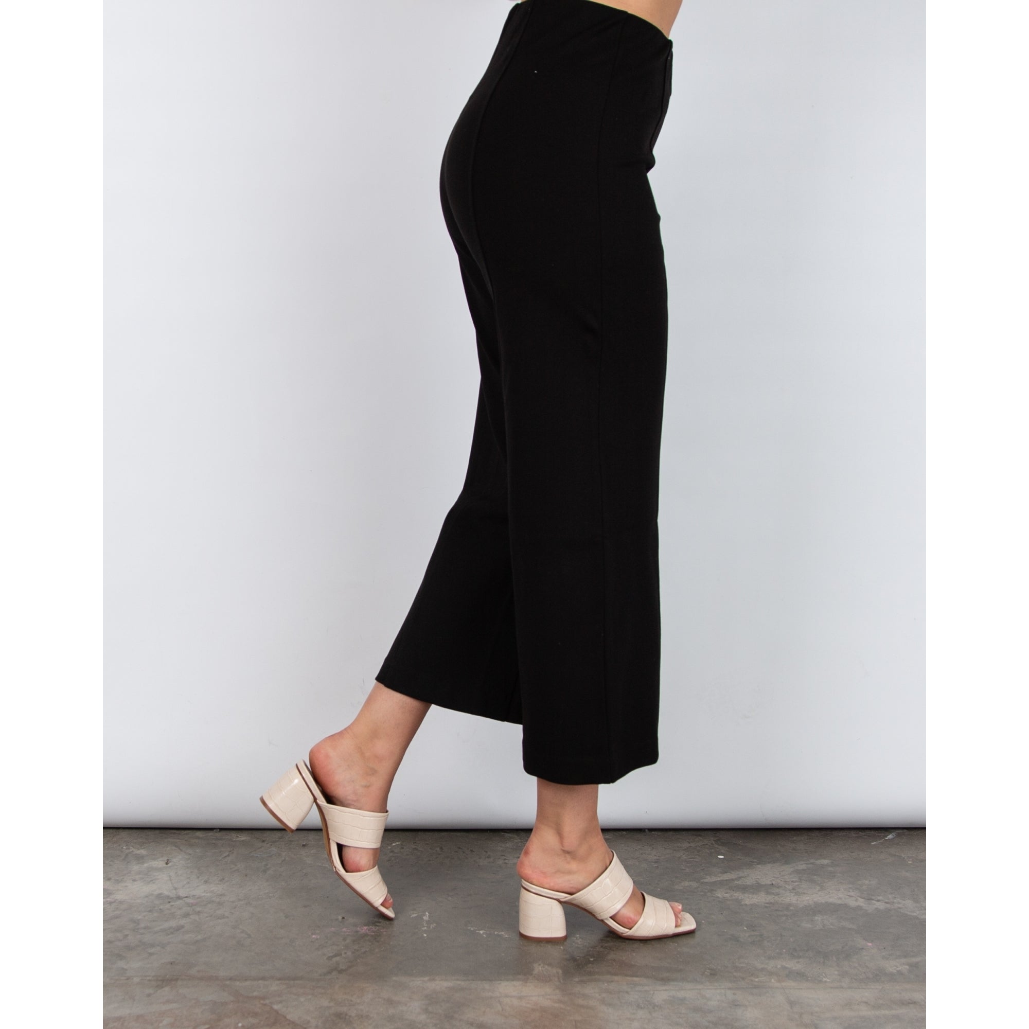 Part Two Ilissa Cropped Jersey Kick Flare Trouser Black
