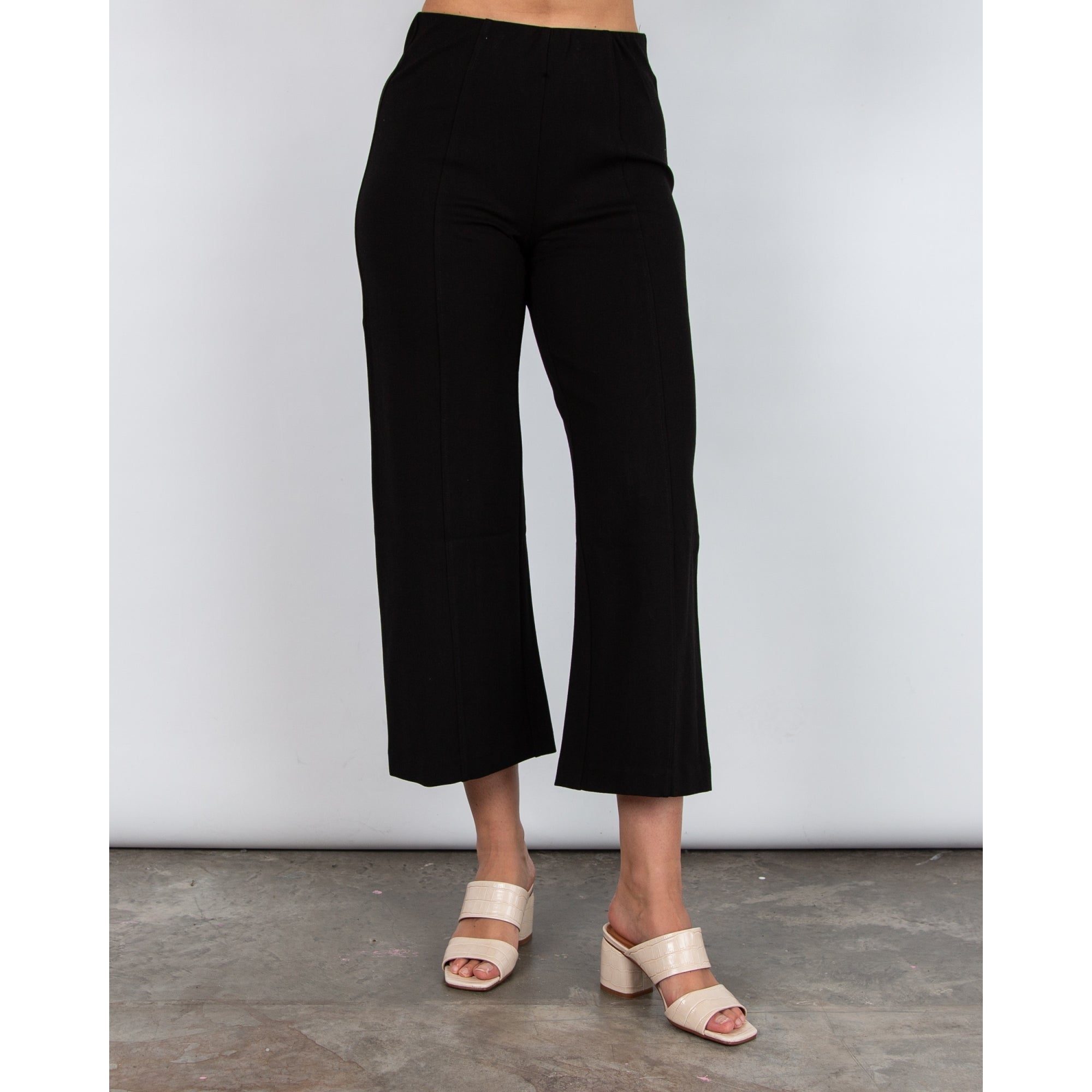 Part Two Ilissa Cropped Jersey Kick Flare Trouser Black