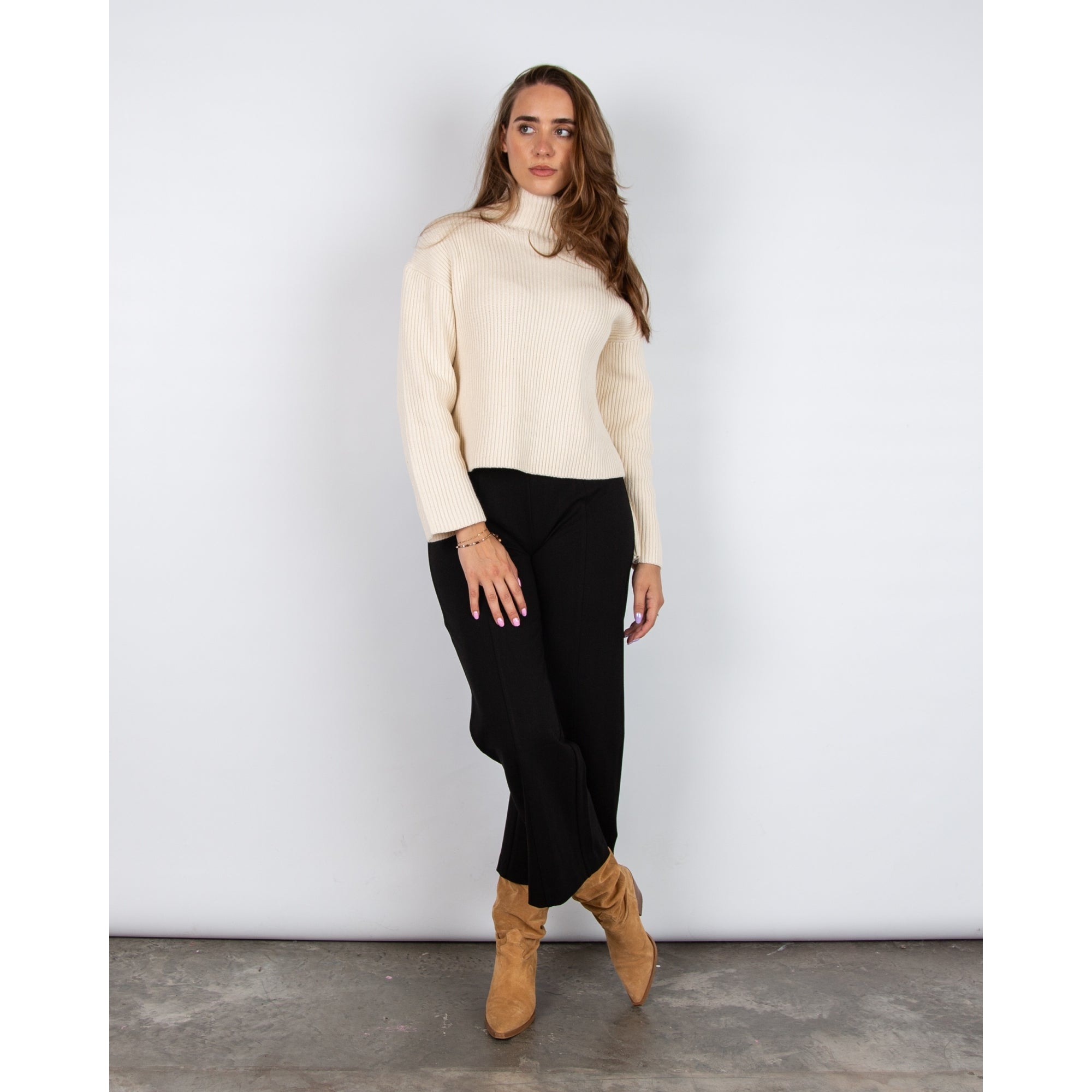 Part Two Ilissa Cropped Jersey Kick Flare Trouser Black