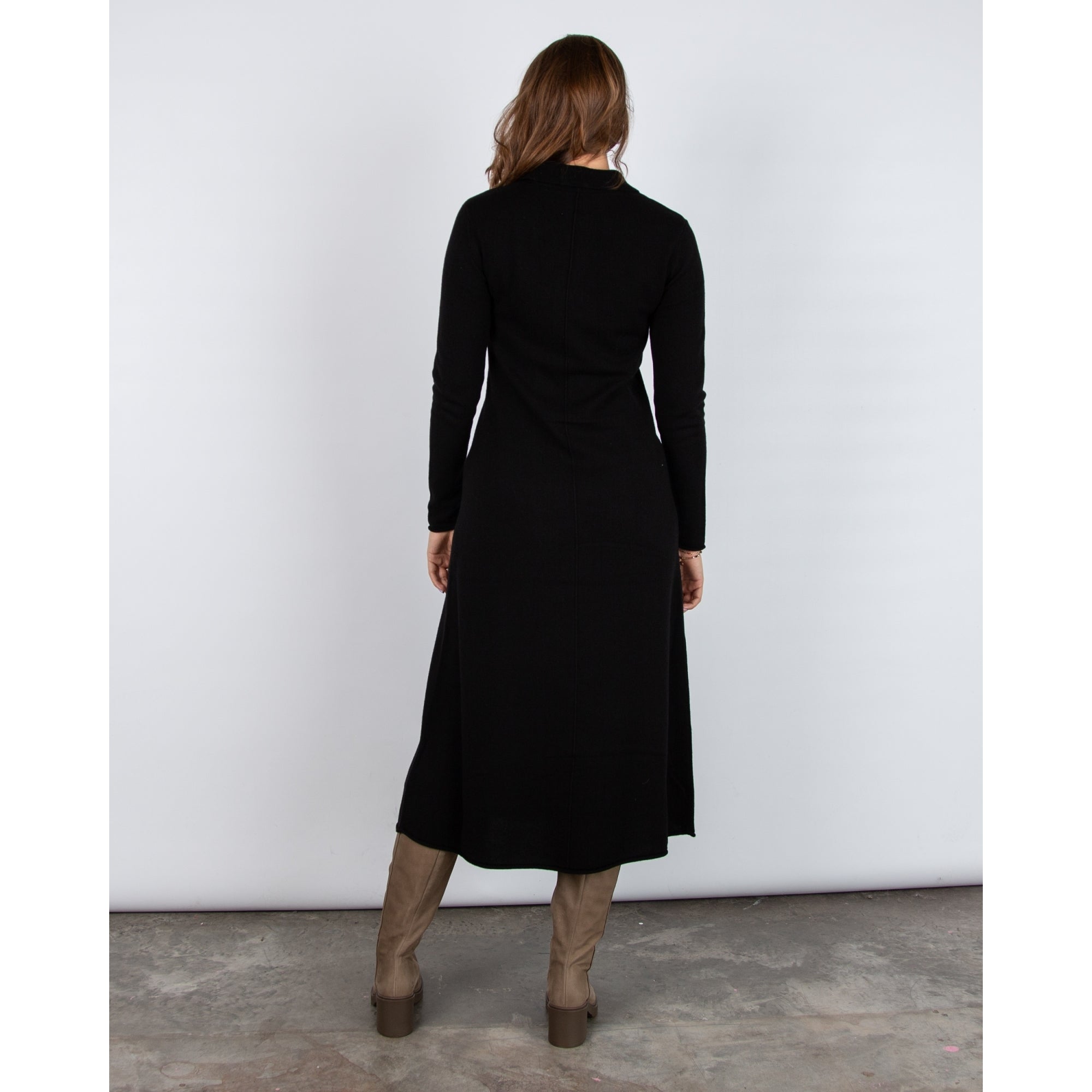 Part Two Cheyenne Zip Neck Long Knitted Dress Black