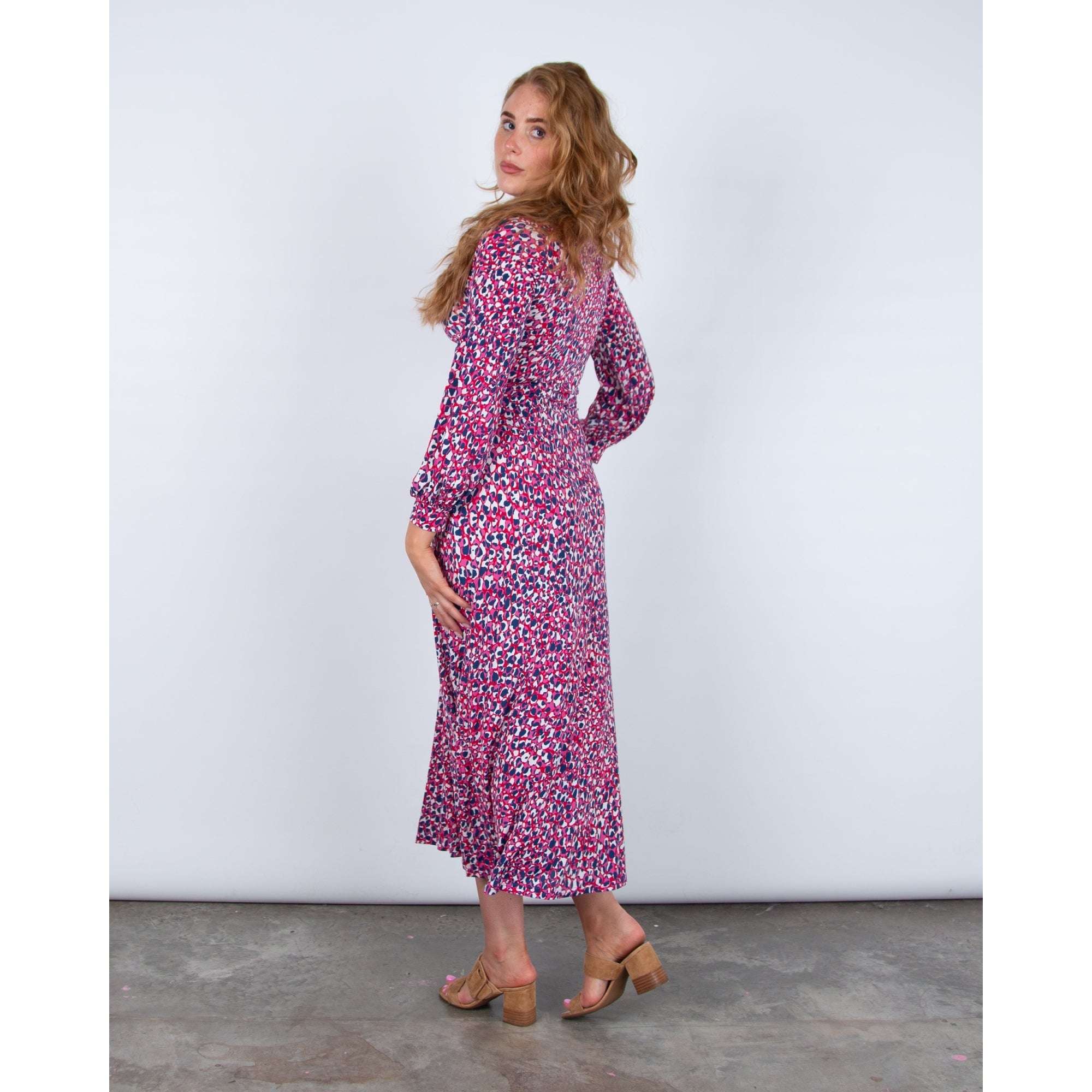 Onjenu Fawcett Pebble Print Long Sleeve Dress Pink/blue/multi