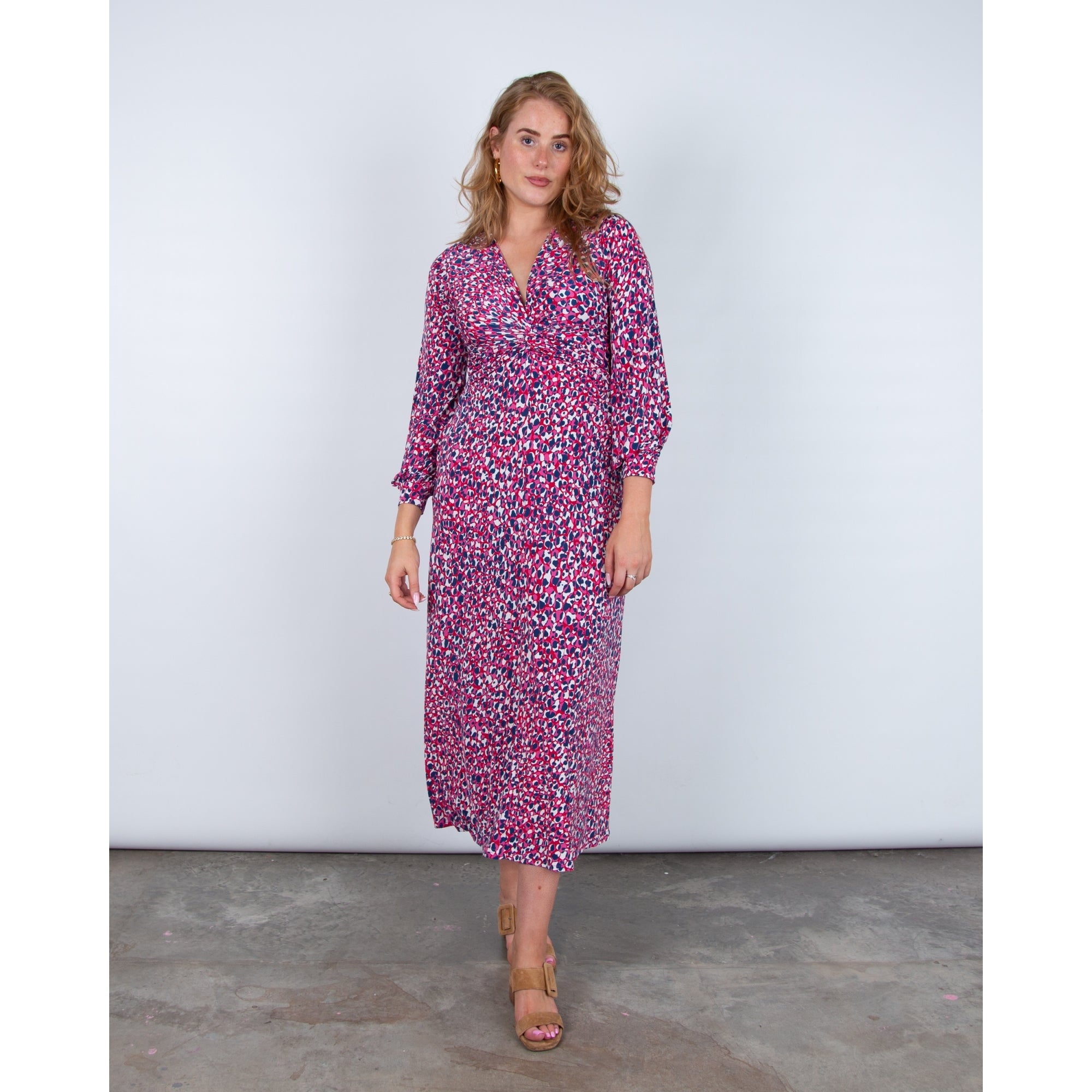 Onjenu Fawcett Pebble Print Long Sleeve Dress Pink/blue/multi