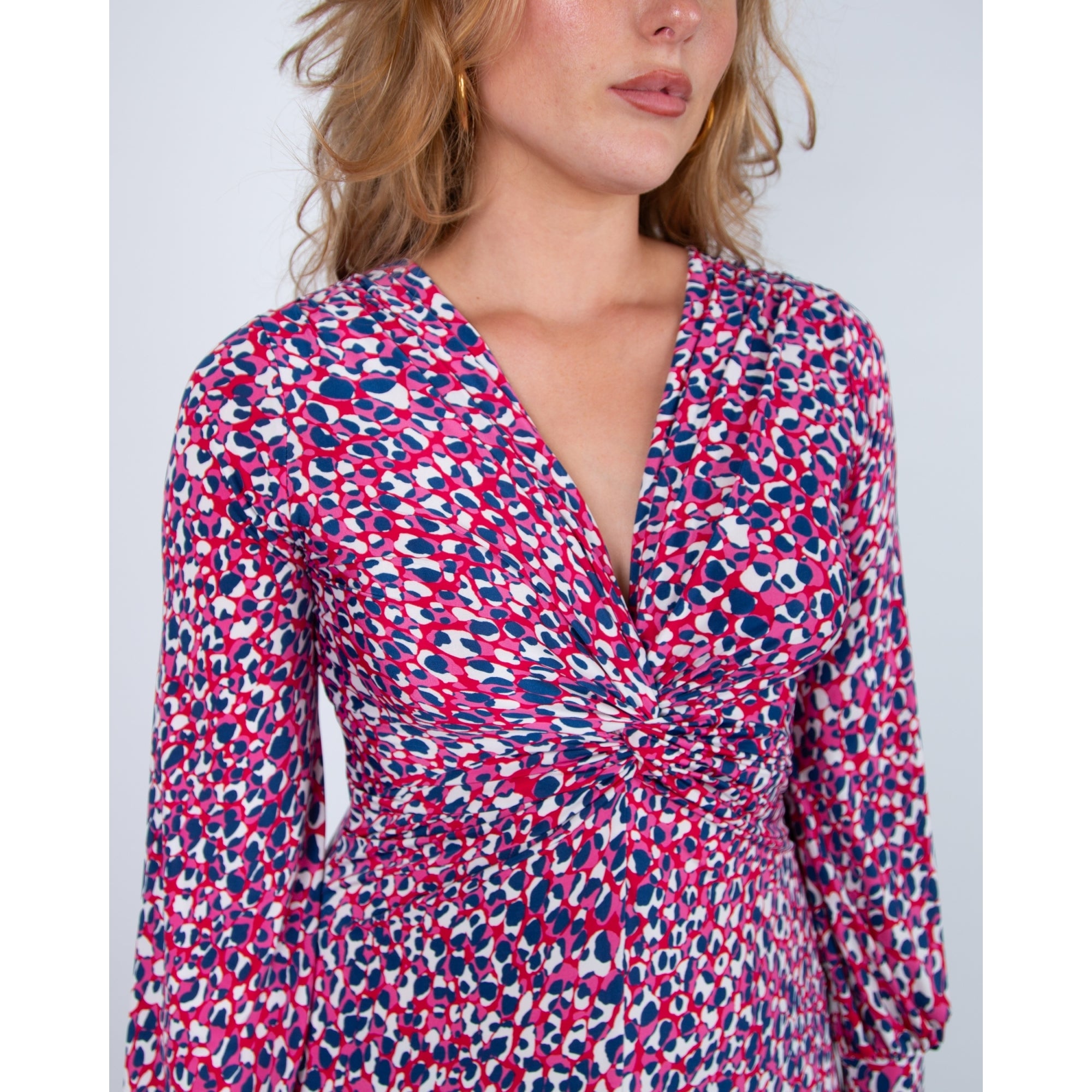 Onjenu Fawcett Pebble Print Long Sleeve Dress Pink/blue/multi